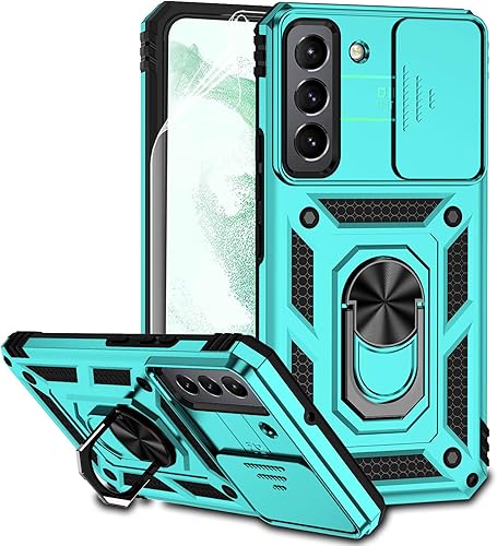 M MAIKEZI Funda de teléfono celular para Samsung Galaxy S22 Plus, color menta con cubierta de cámara, protección contra caídas de grado militar,