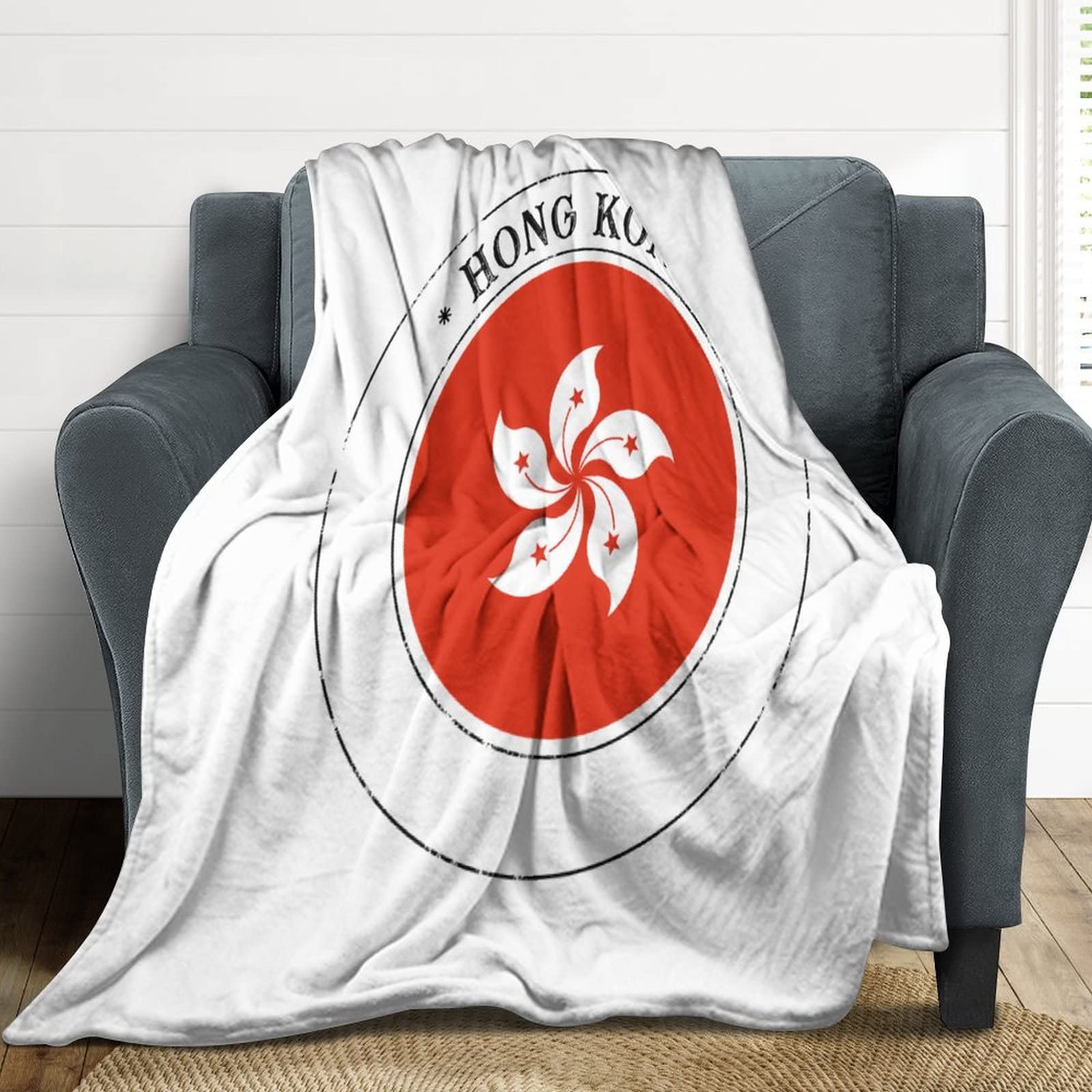 Drapeau de Hong Kong couverture plaid en polaire légère pour vos soirées cocooning au salon
