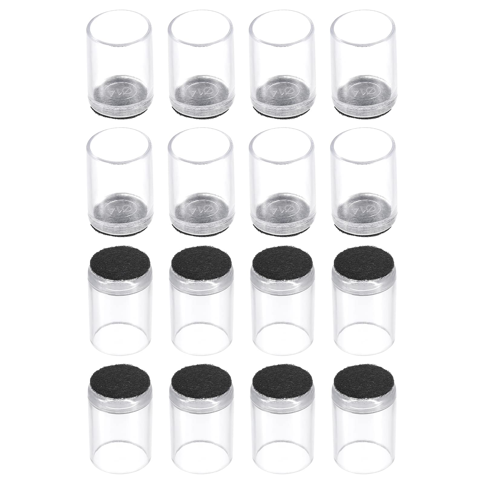 Protectores de suelo para patas de silla de madera con fieltro y tapas de PVC de 14mm
