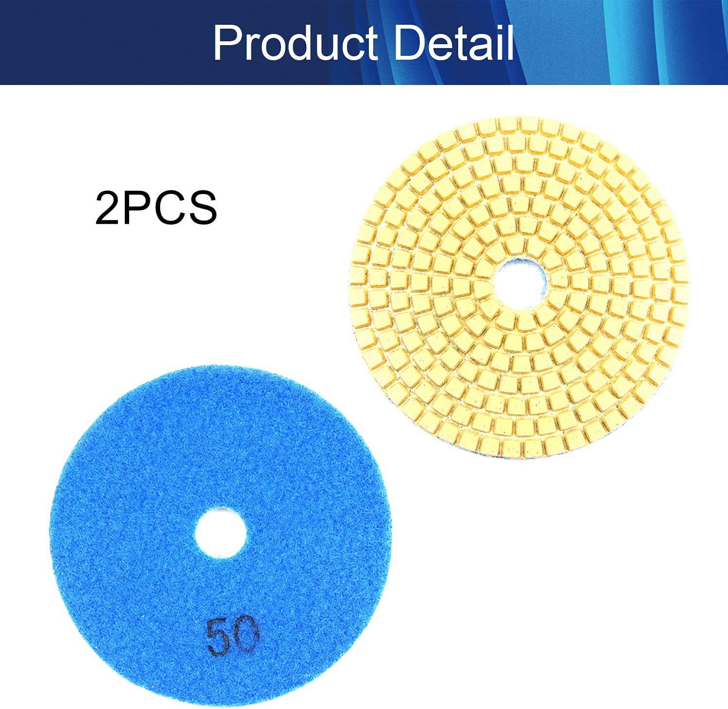 Diamond Polishing Sanding Grinding Pads 4 Inch Grit 50 for Concrete Countertop Stone Quartz Surface Polishing,2 Pcs