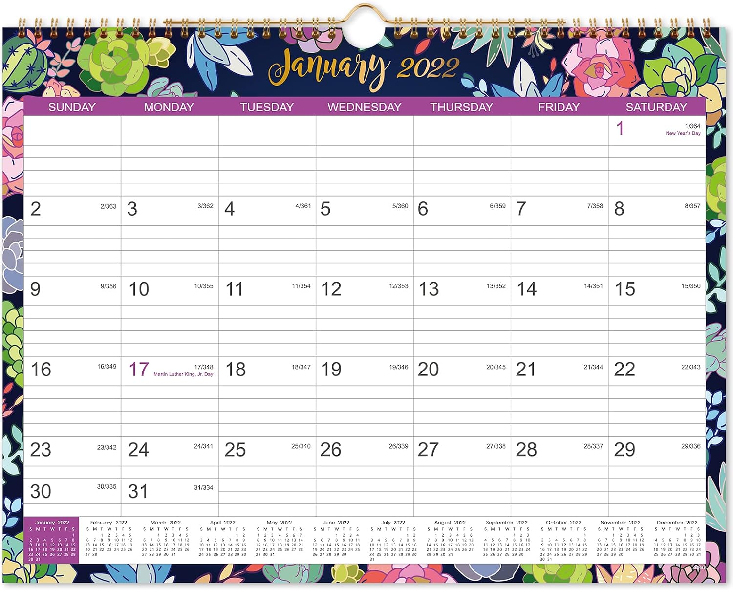 2022-2023 Wall Calendar - 18 Months Wall Calendar Planner, Jan 2022 - Jun 2023, 14.8” × 11.57”, Twin-Wire Binding, Premium Paper, Blank Block with Julian Dates