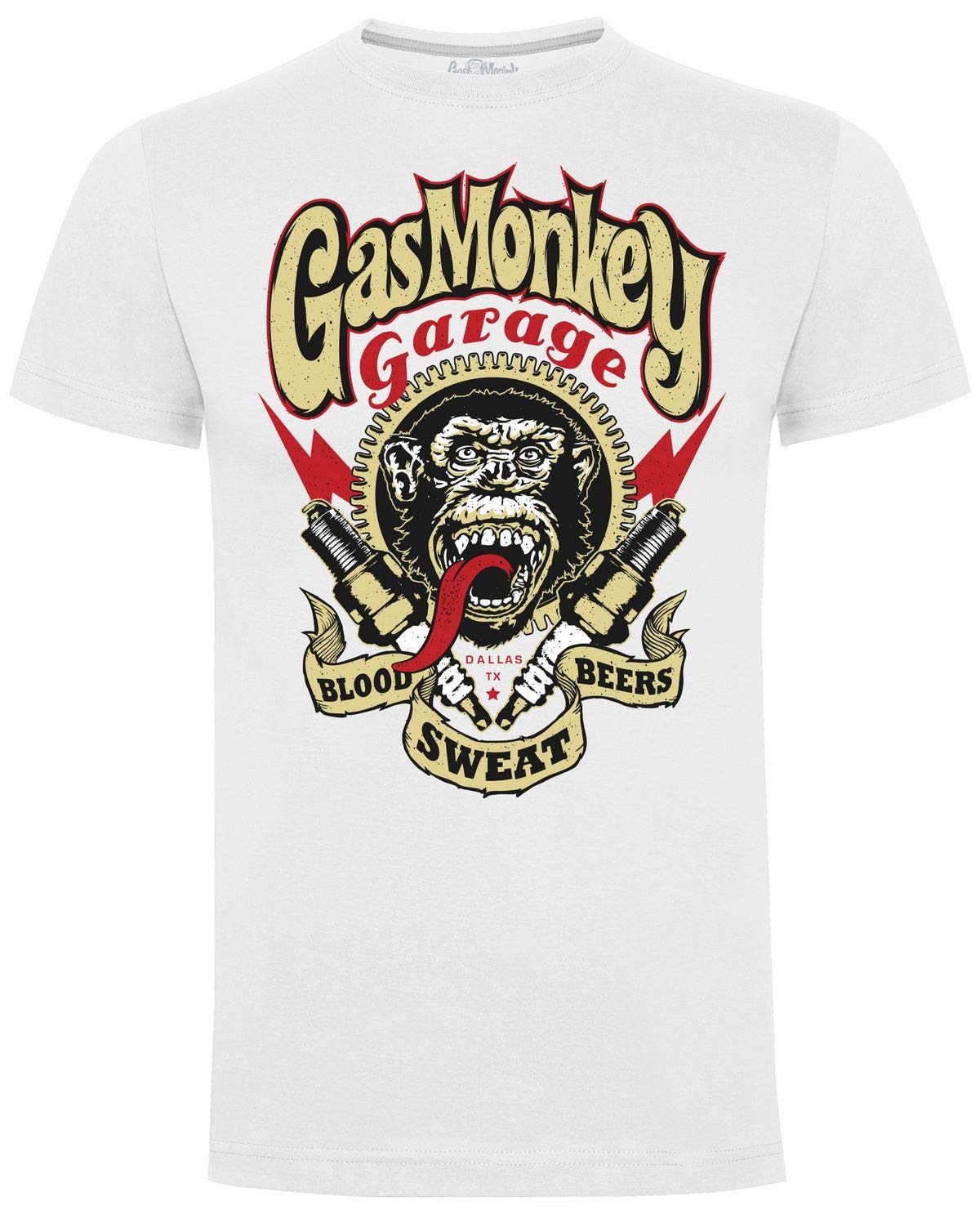 Gas Monkey Garage White T-Shirt Sparkplugs -Xl