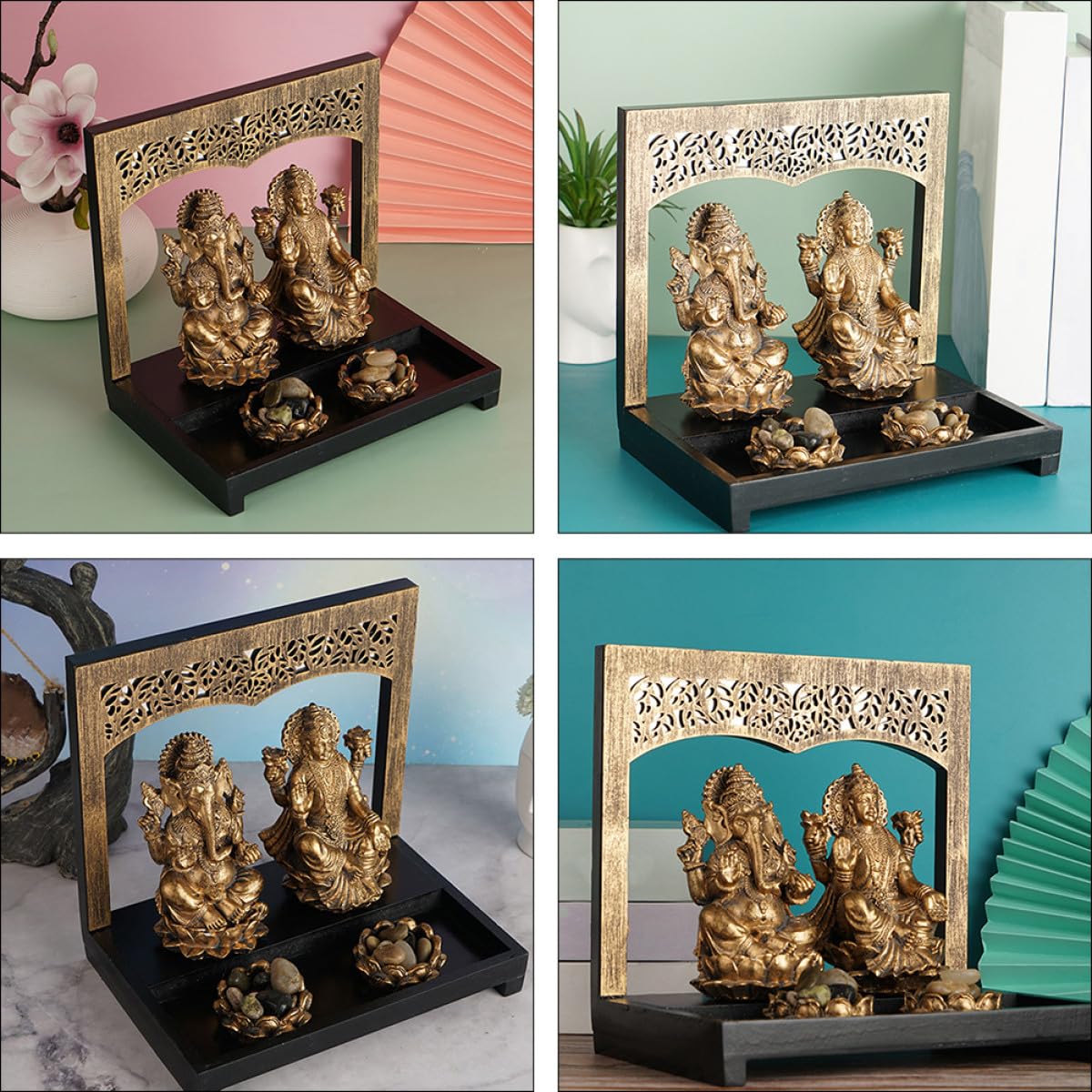 iplusmile Statua Buddha Portacandele in Resina Oro per Meditazione