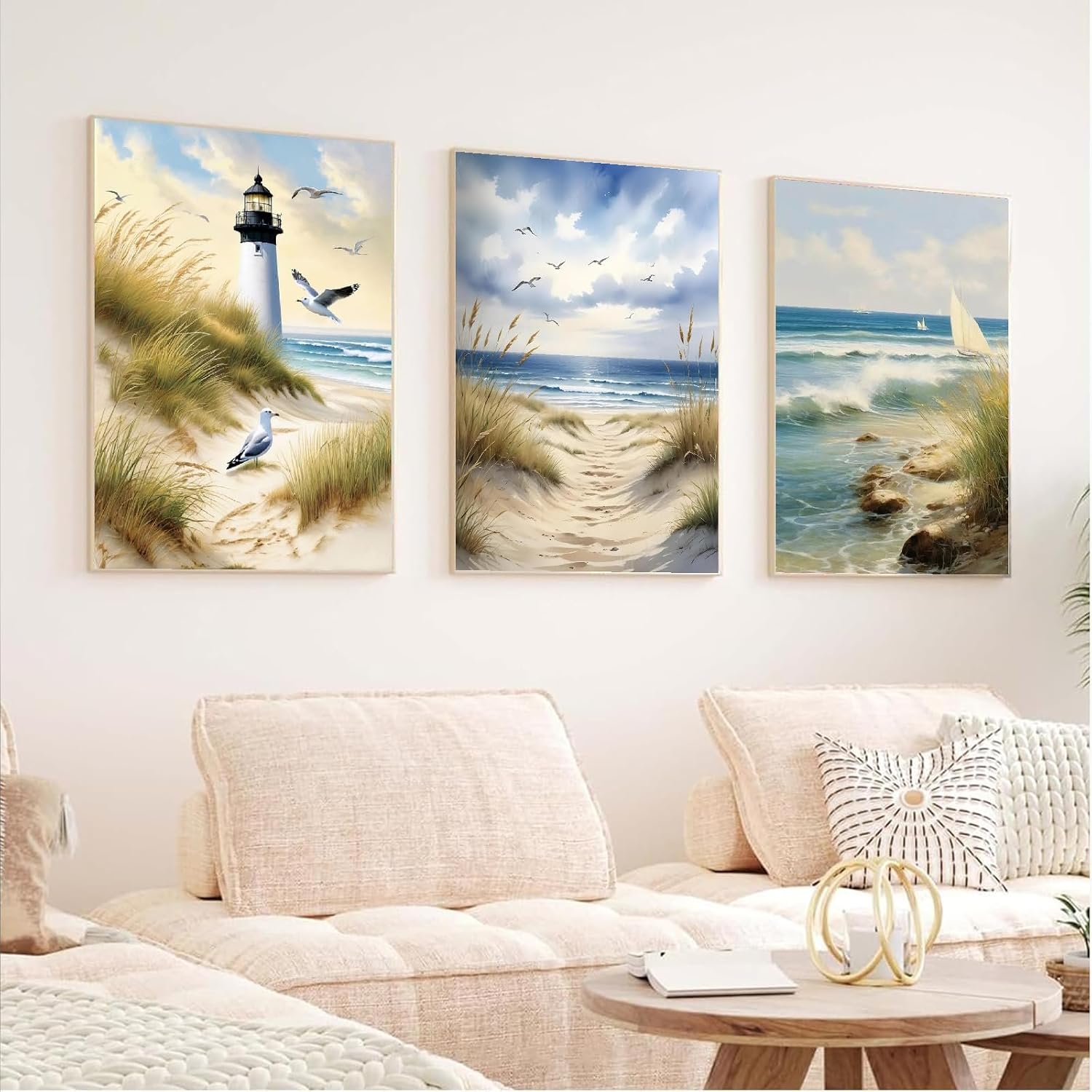 uuxsretaio 6 Pack Paint by Numbers Kits for Adults Beginners, Beach Paint by Number Kits on Canvas, DIY Acrylic Oil Painting Kits with Brushes for Home Wall Decor (8x12 inches Without Framed)