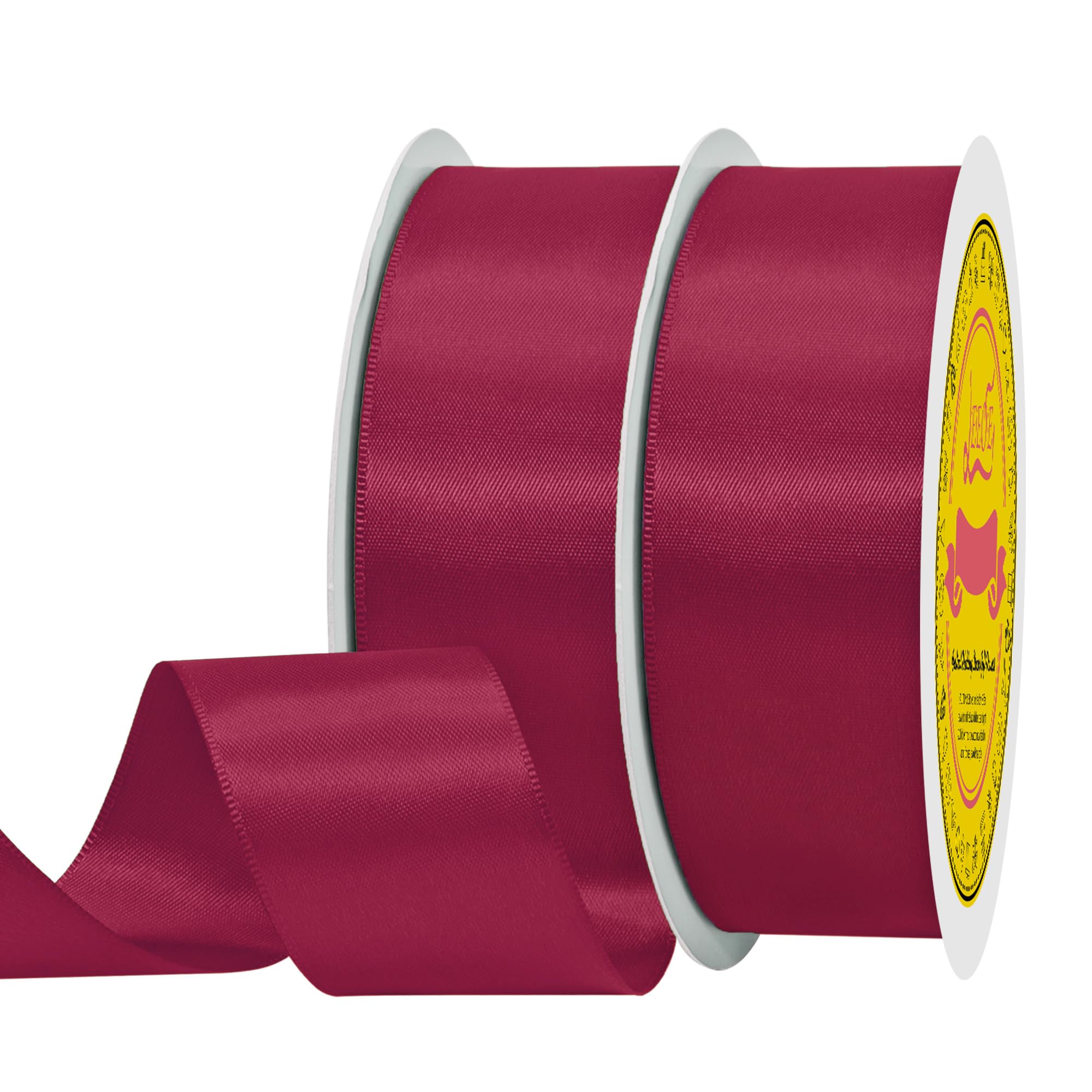100 Yards Beauty Red Satin Ribbon Polyester Ribbon for Gift Wrapping Very Suitable for Weddings Party Hair Bow Invitation Decorations and More（1-1/2 inch X 50Yards X 2 Roll）