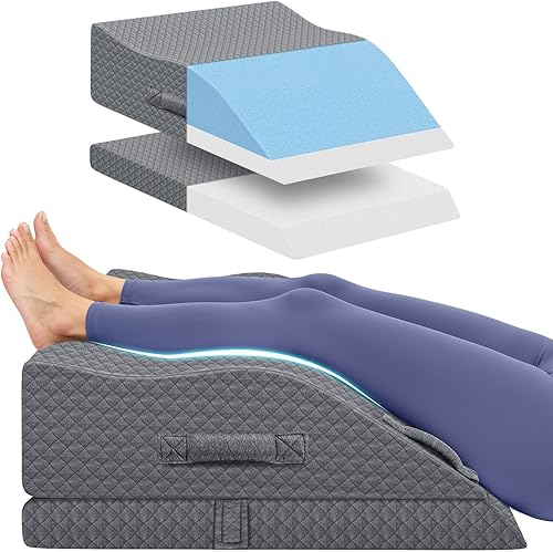Almohadas de elevación para pierna después de la cirugía, almohada de cuña ajustable de espuma viscoelástica para lesiones o descanso, almohada de