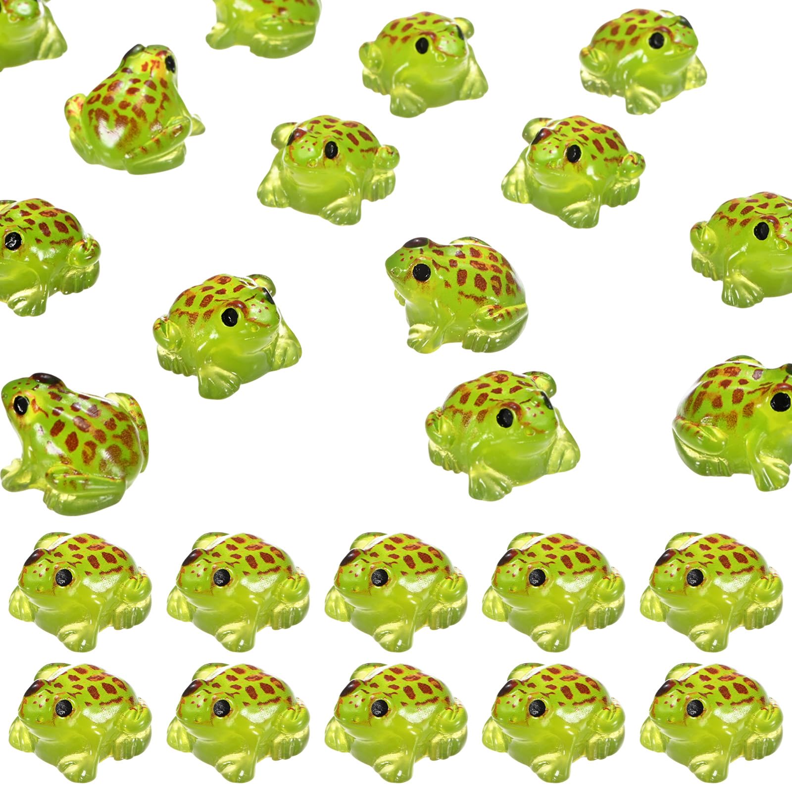 M METERXITY 60-Pack Luminous Mini Resin Frogs, Glow in the Dark Tiny Frog for Fairy Garden/Micro Landscaping/Dollhouse, Cute Miniature Animal Figurine to Hide [Green]