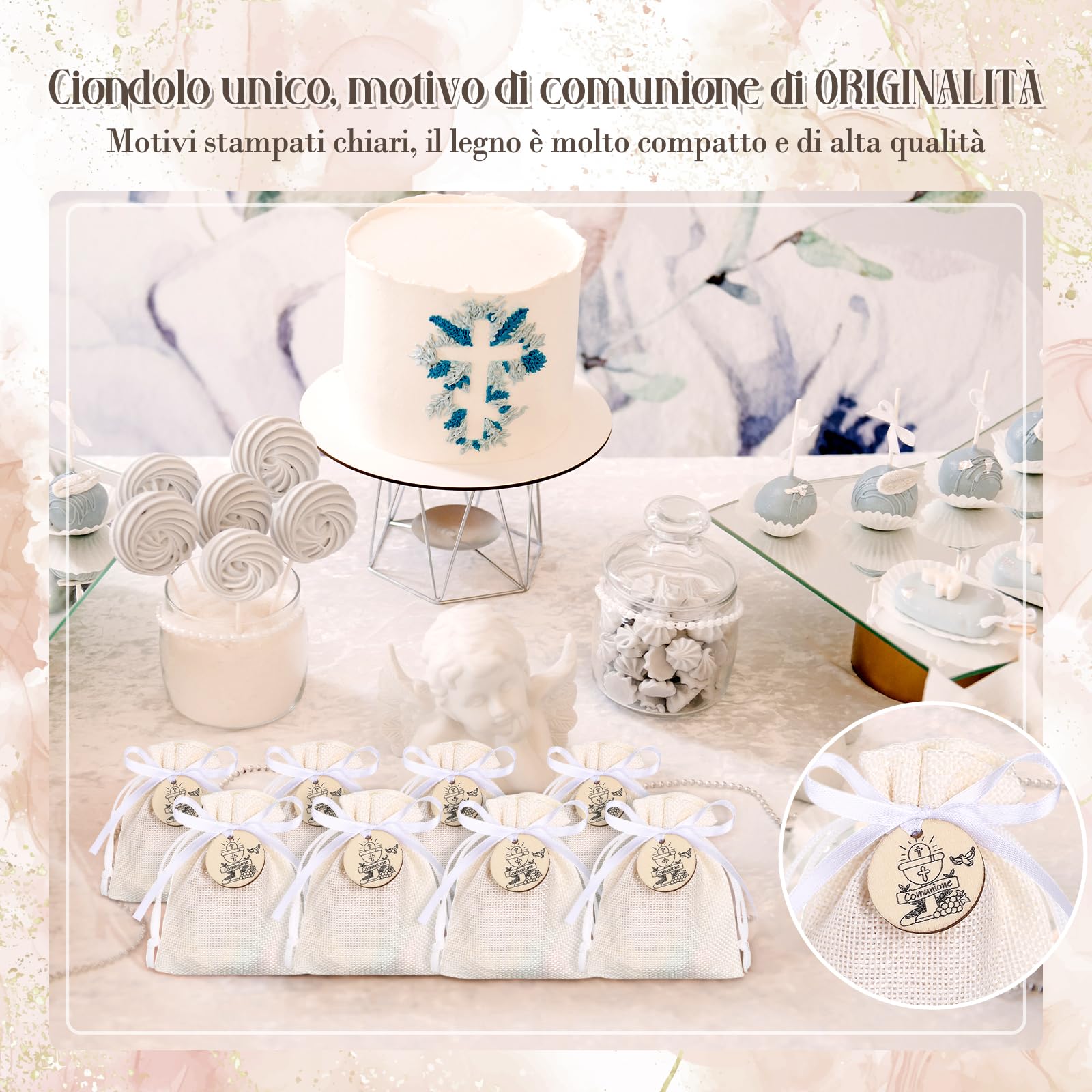 LEMESO Sacchetti Portaconfetti Comunione Sacchetti Juta 24 pz