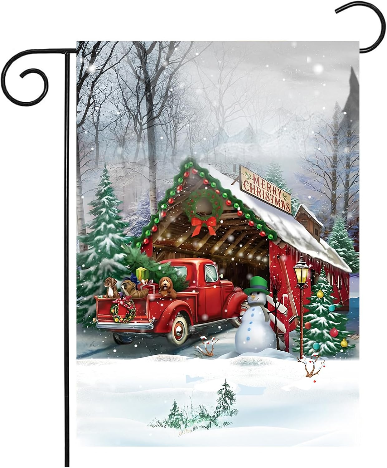 Merry Christmas Garden Flags 12x18 Double Sided, Snowman