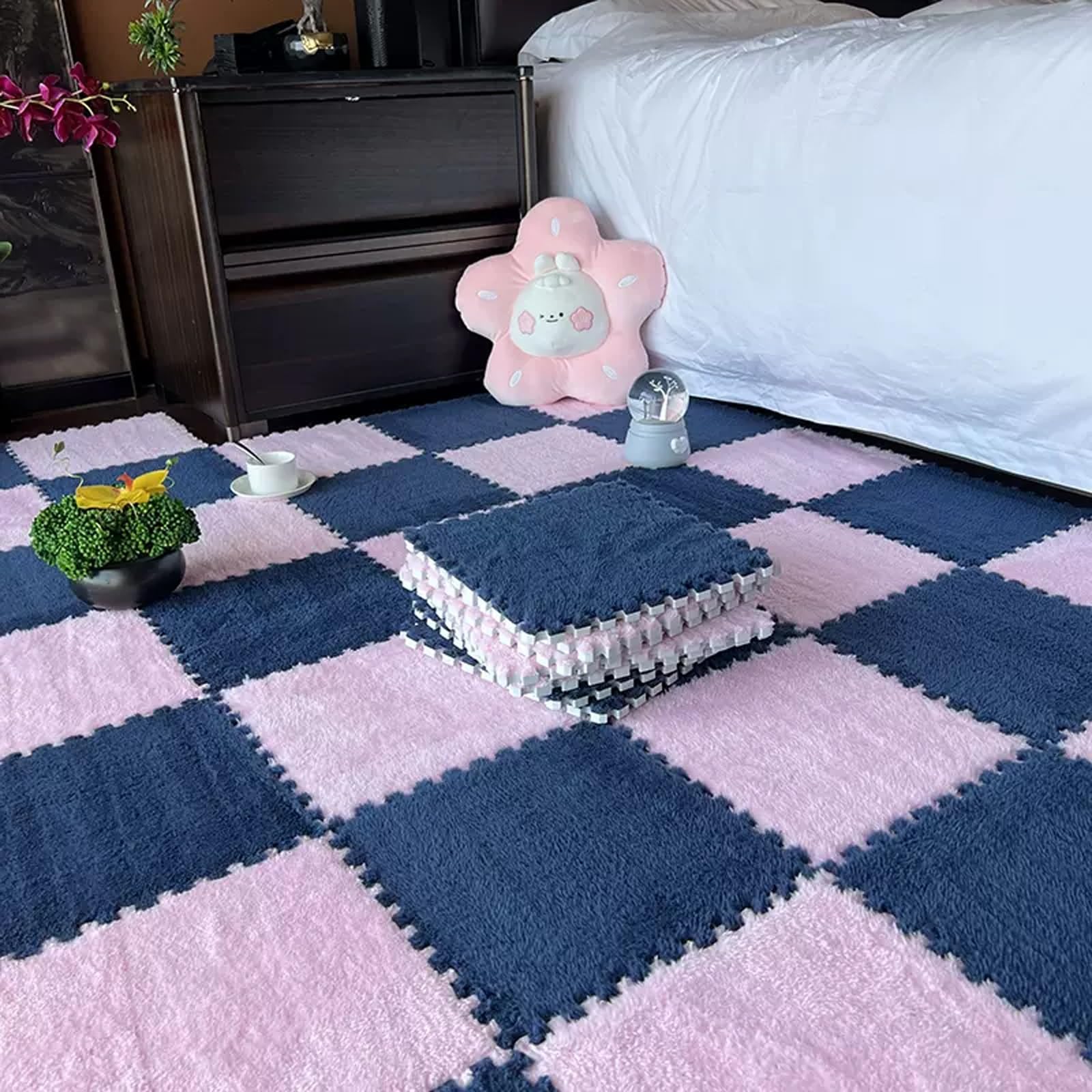 Tapis de chambre moderne en mousse EVA tapis imbriqué lavable Style K