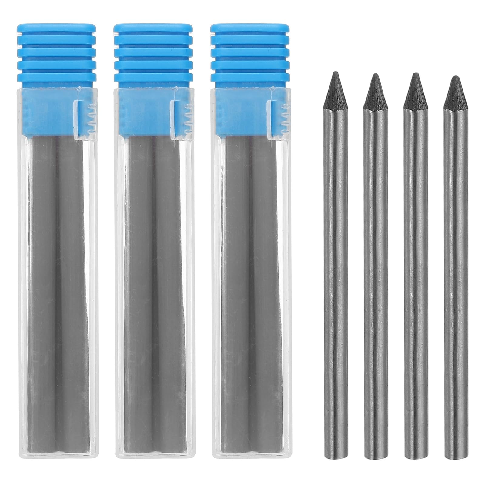 PATIKIL 16Pcs 5.6mm 2B/4B/6B/8B Carpenter Pencil Lead Refills, Solid Dry Pencil Refills Break Resistant Lead Refill for Mechanical Carpenter Construction Pencils Art Drafting, Black