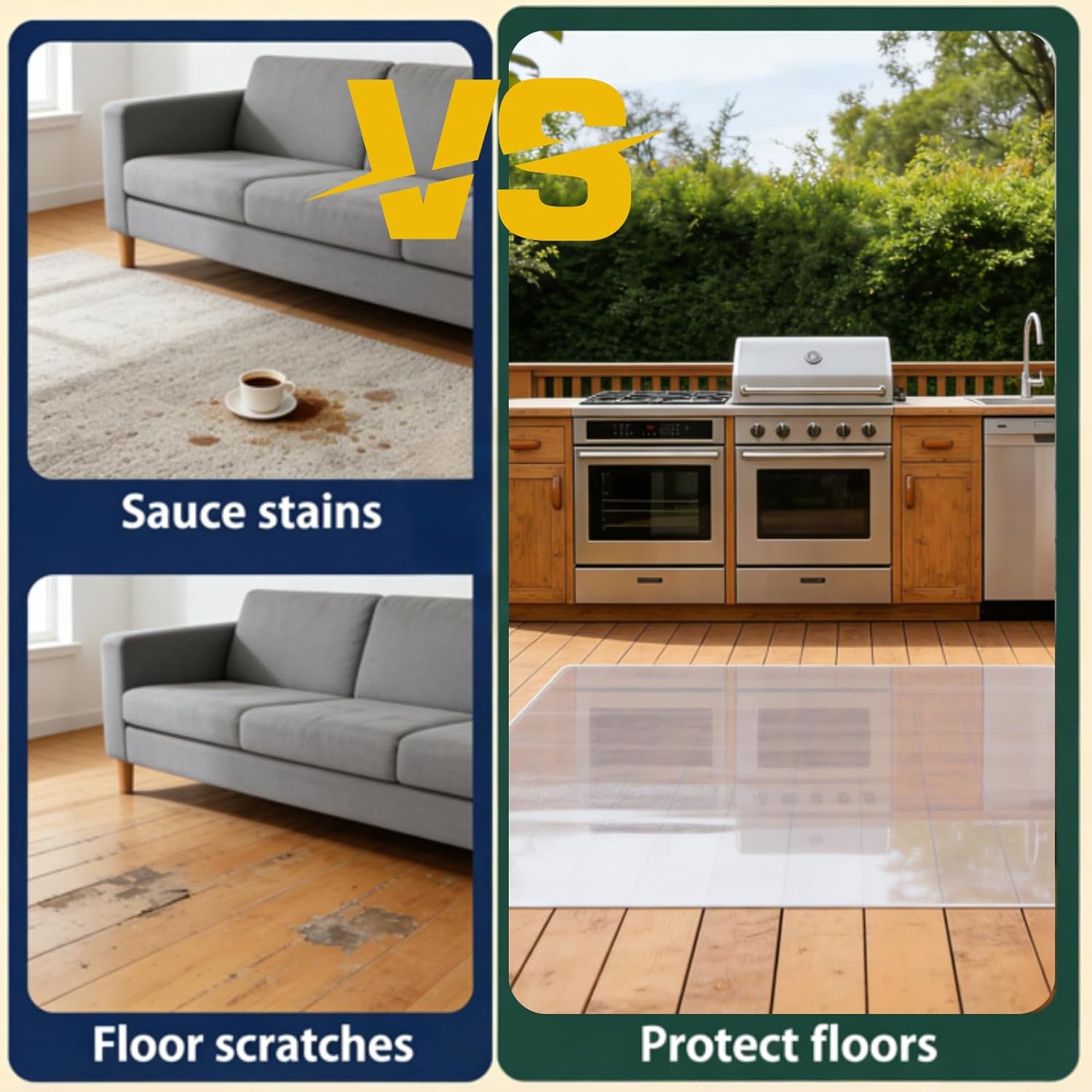 Clear Runner Rug for Hallway Kitchen, 26in x 10FT Waterproof Plastic Floor Mat, Heavy Duty Vinyl Floor Protector, Non-Slip Door Mat for Entryway, High Traffic Area