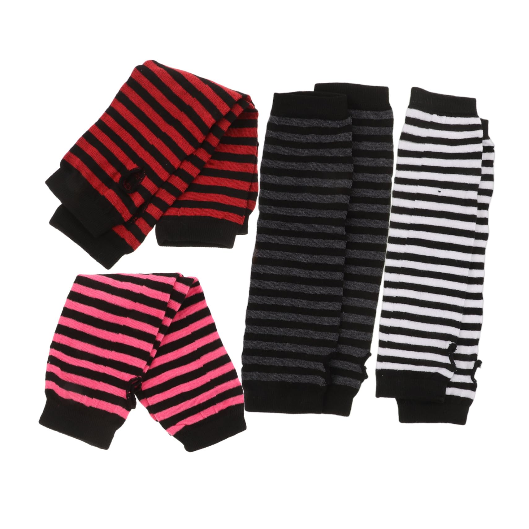 CONGARTENO Warm Gloves Long Fingerless Mittens Striped Design Stretchy Blend Arm Warmers for Kids Adults