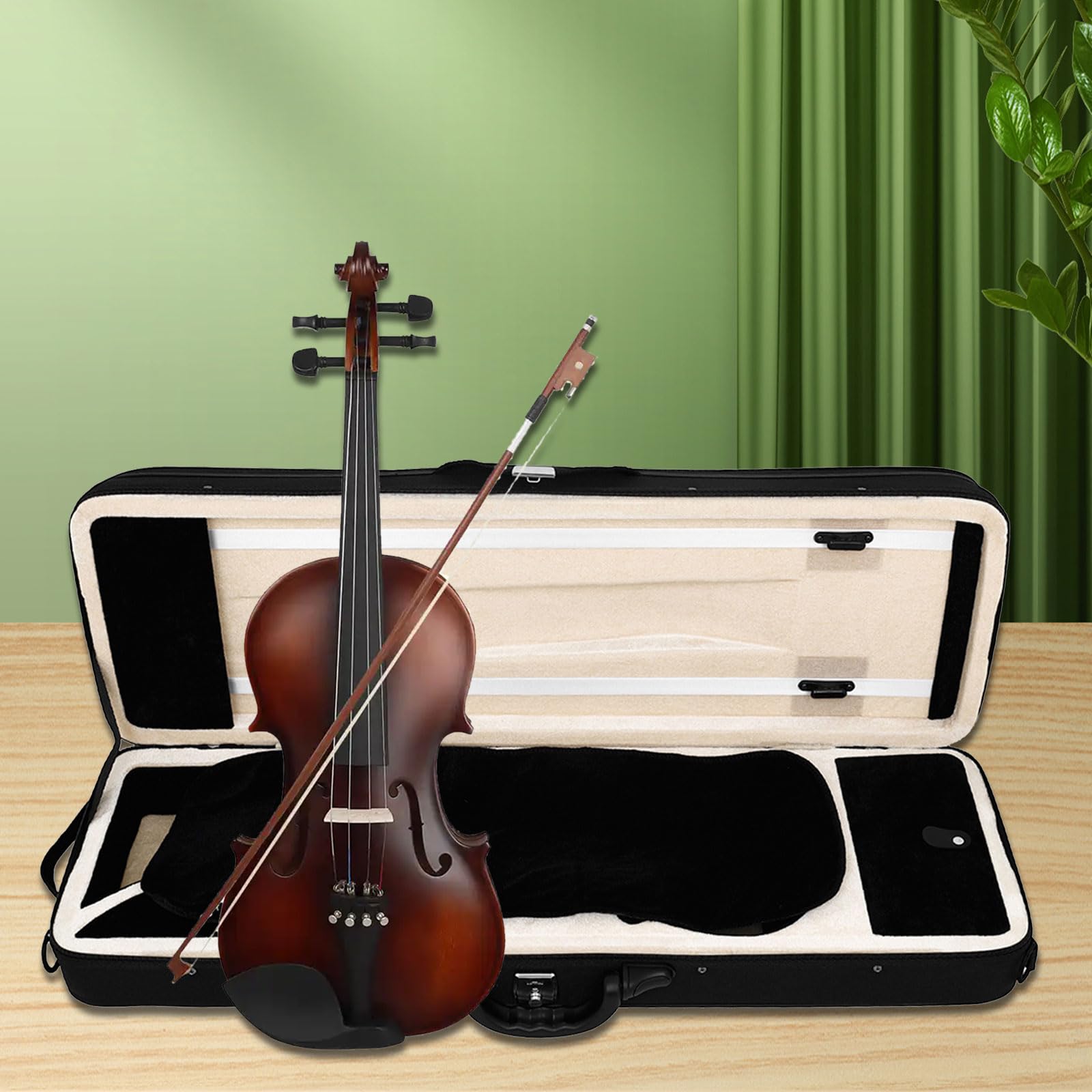 Nawwgy Violin Travel Case 4/4 Size Safe Transport Easy Carrying Portable with Hygrometer and Shoulder Strap for Violin Oxford Cloth Violin Square Box with Hygrometer