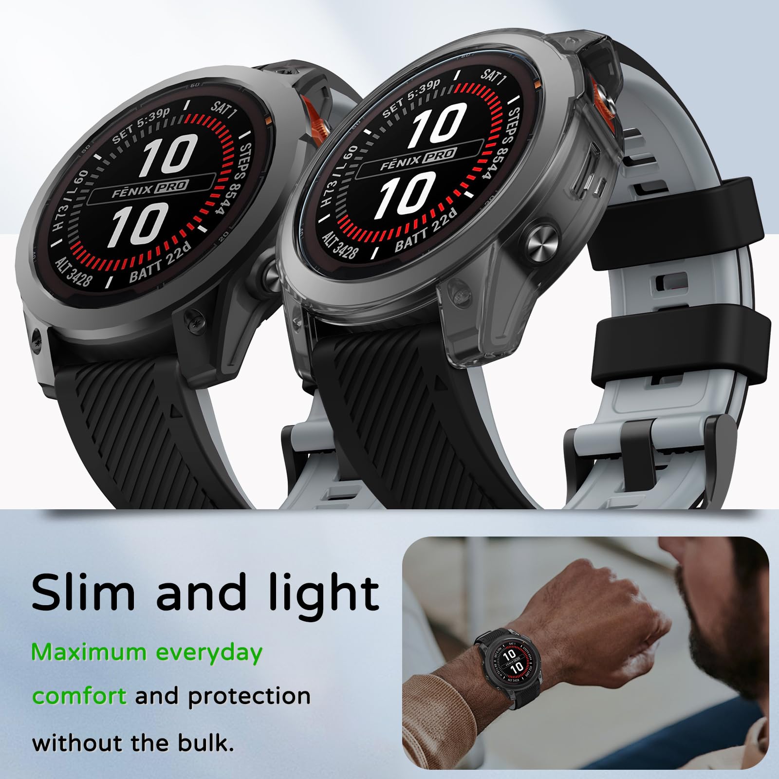Etui ochronne do zegarka Garmin Fenix 7X Pro / Fenix 7X / Epix Pro 51 mm, TPU etui ochronne odporne na uderzenia i pęknięcia, Slim Fall, etui na smartwatch, ochrona smartwatchów, ochrona