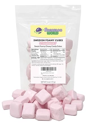 Swedish Marshmallows Foamy Candy Cubes, Strawberry, 6 Ounce