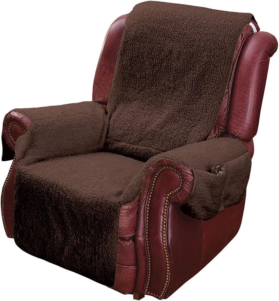 MSR ImportsRecliner Chair Cover One Piece w/Armrests and Pockets - One Size Fits Most