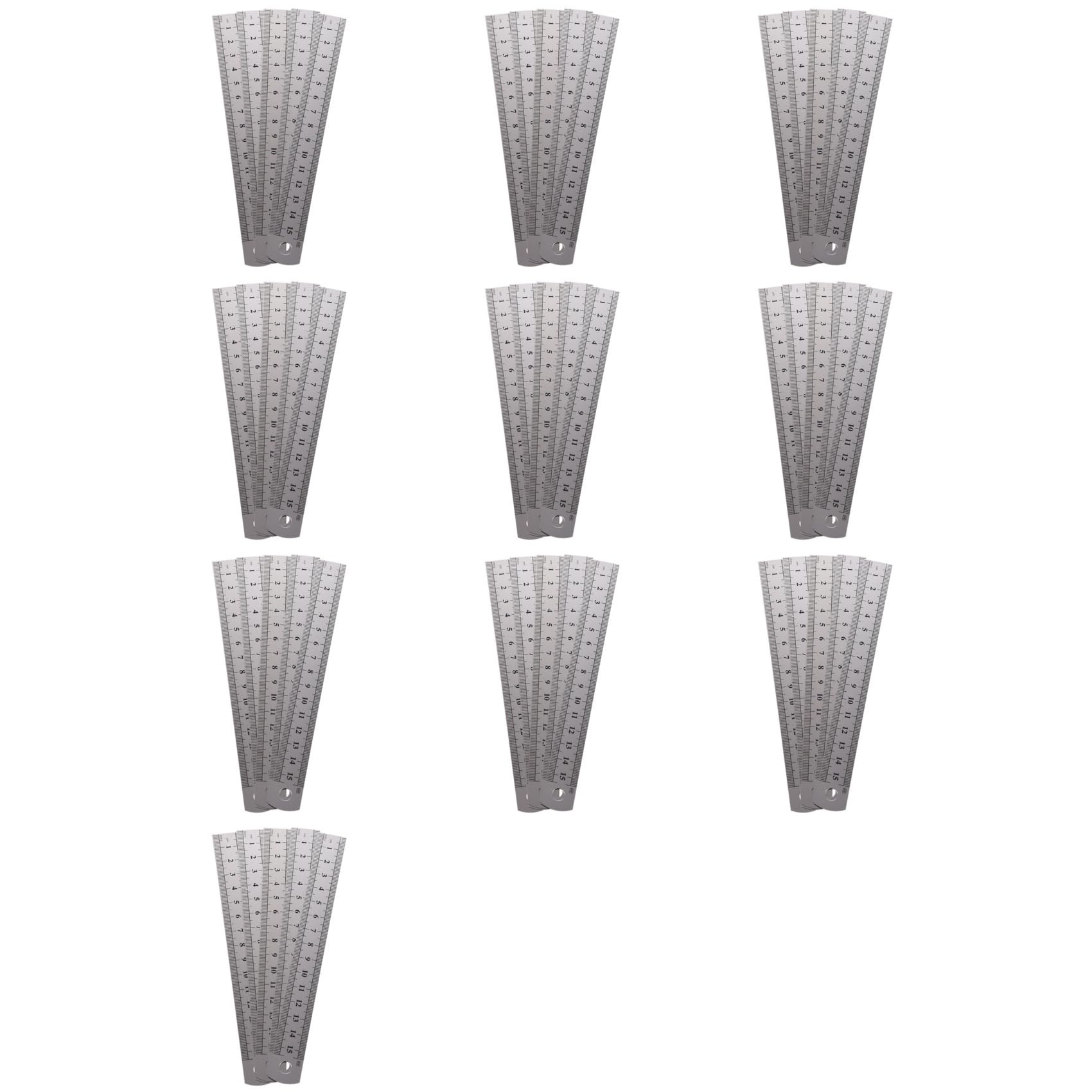 Jnchdghwa Silver 50 Pcs Dual Side Marked 15Cm 6 Inch Stainless Steel Straight Ruler