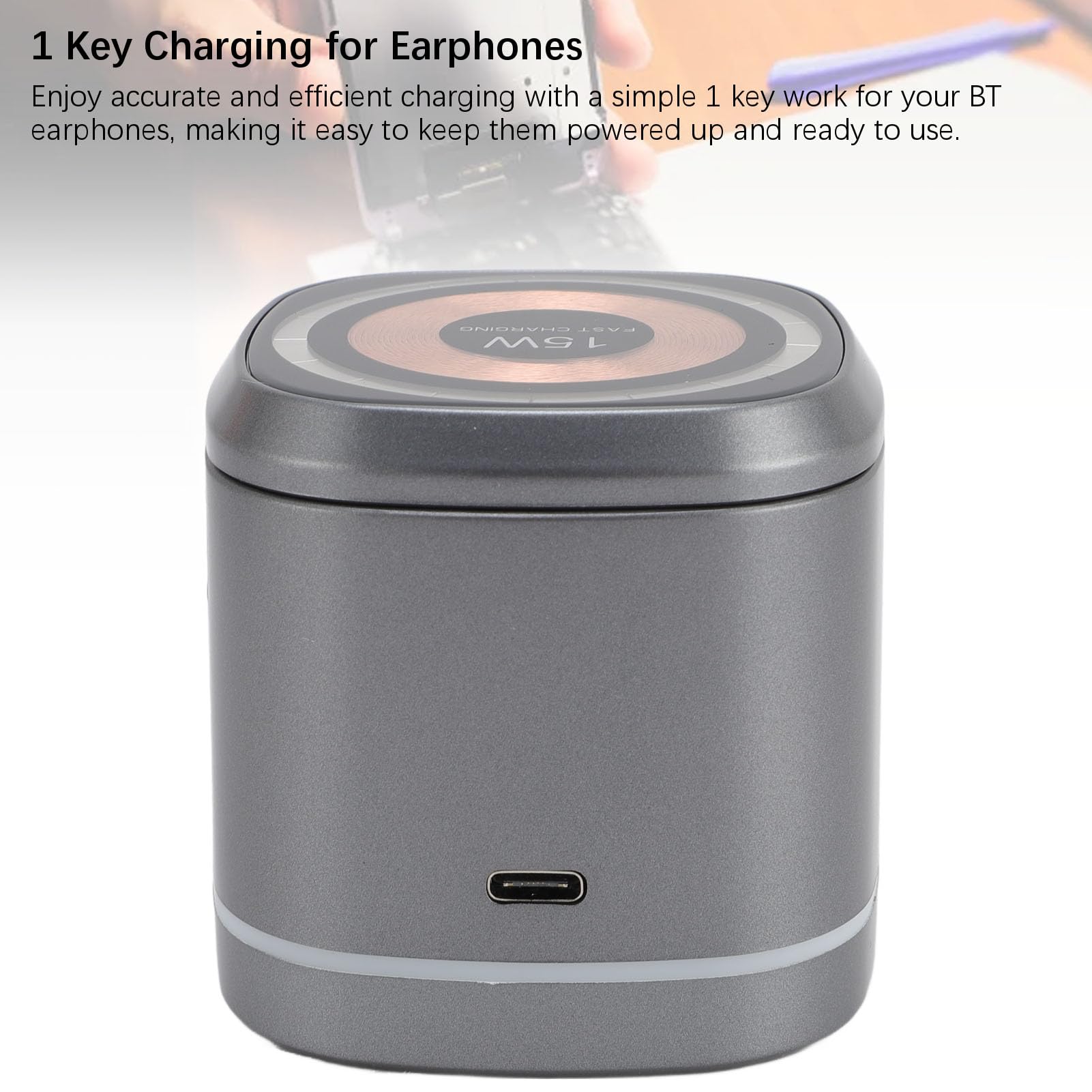 Annadue Chargeur sans Fil Magnétique, Station de Charge Rapide sur 3 avec Une Sortie de 15 W, Un Fort Alignement Magnétique, Un Coussin D'écouteur caché, pour Montre Téléphone