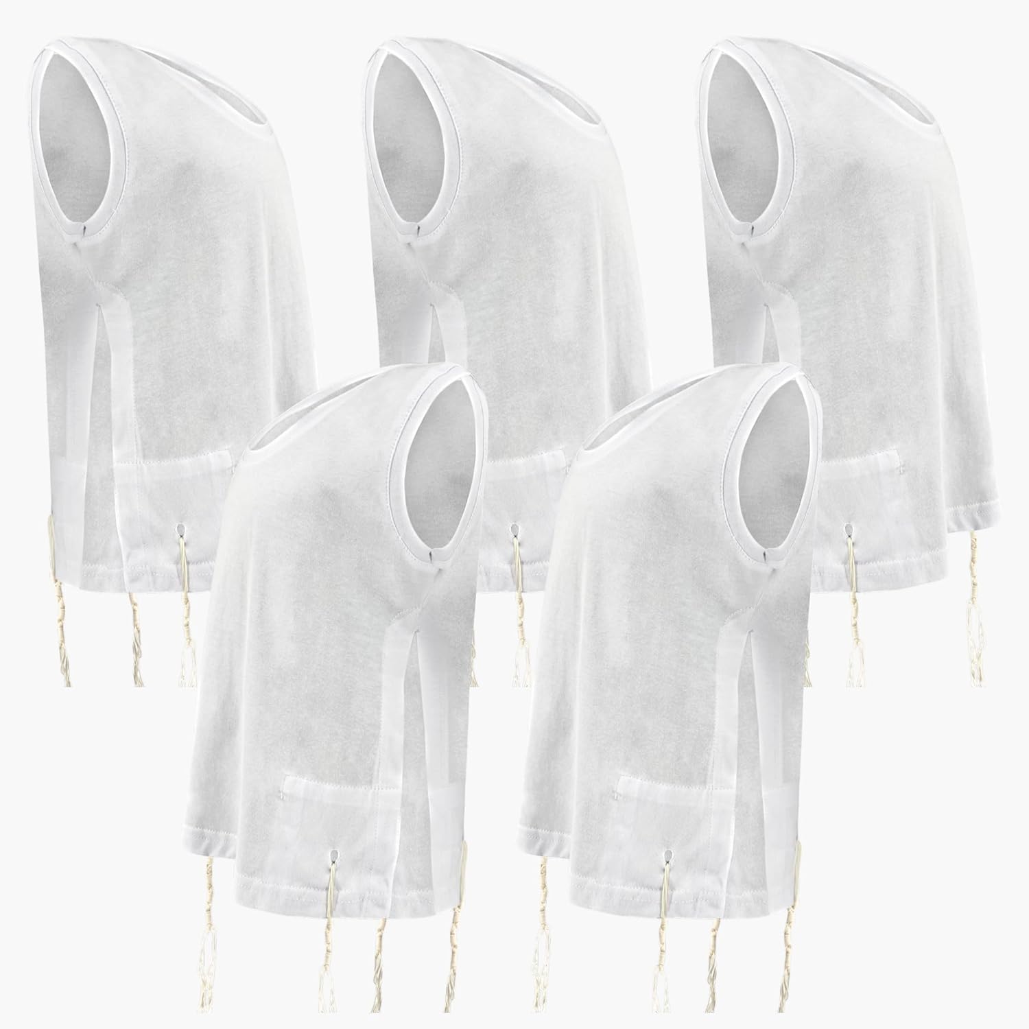 Boys Tzitzit T-Shirt Pack O Neck, Kosher Ashkenazi Tzitzis 100% Cotton Tallit Katan Judaica Undershirt for Camp, School