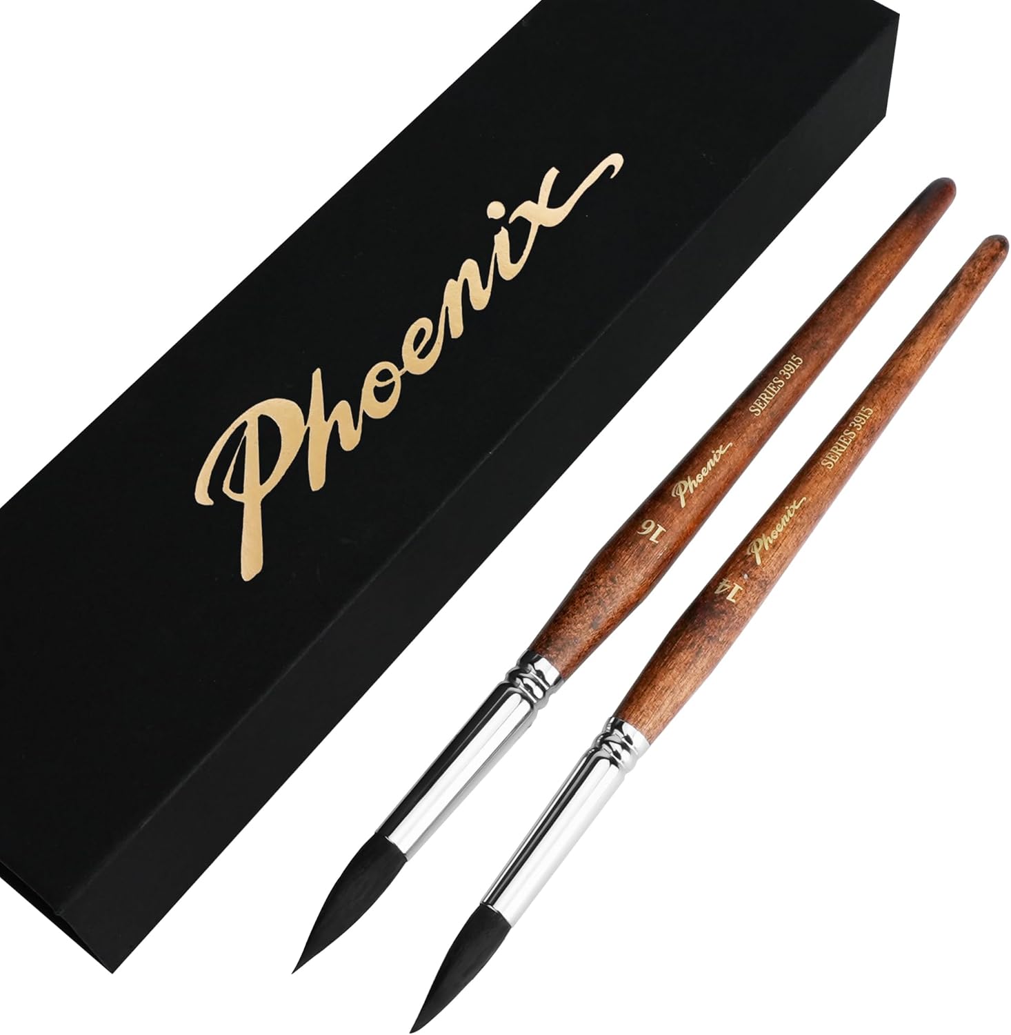 PHOENIX Squirrel Hair Watercolor Paint Brush Set - 2 PCS Professional Blend Mop Round Paint Brush (Size 14 16) - Medium Water Brushes