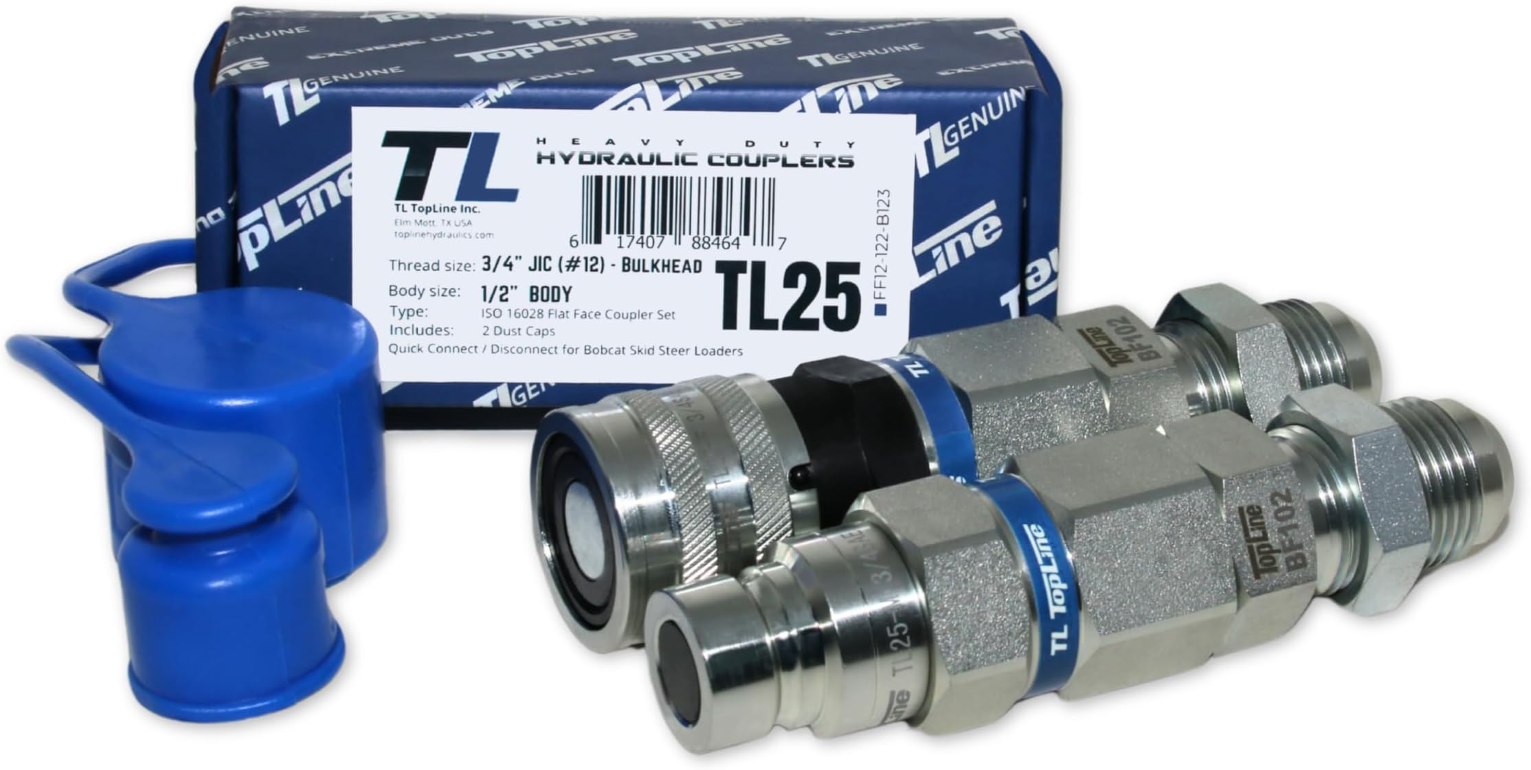 TL25 3/4" (#12) JIC Thread Flat Face Quick Connect Hydraulic Coupler Bulkhead