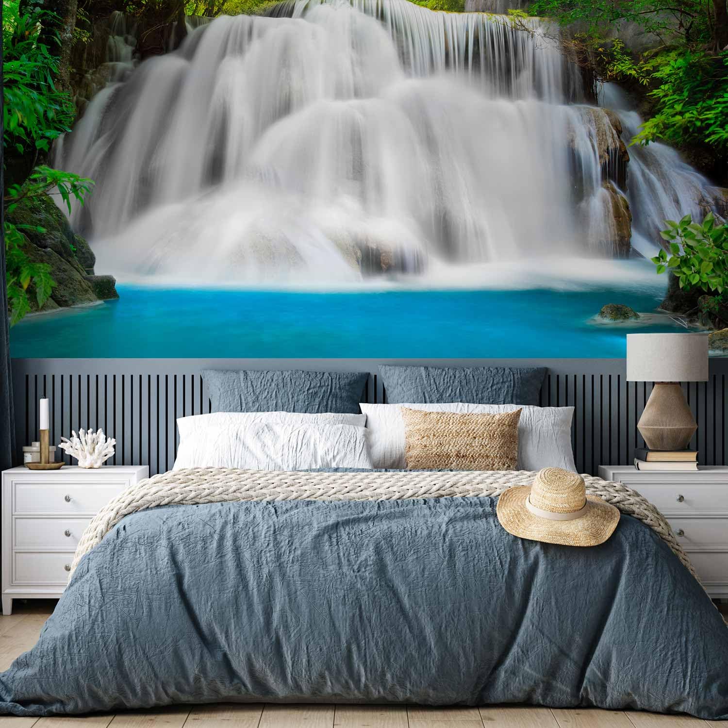 murando - Fototapete Premium-Vlies Wasserfall Tapeten, Schlafzimmer, modern | Premium-Vliesstoff, Full HD Druck, hochwertige Verarbeitung fürs Wohnzimmer, schnelle Montage, lichtbeständig, geruchsfrei
