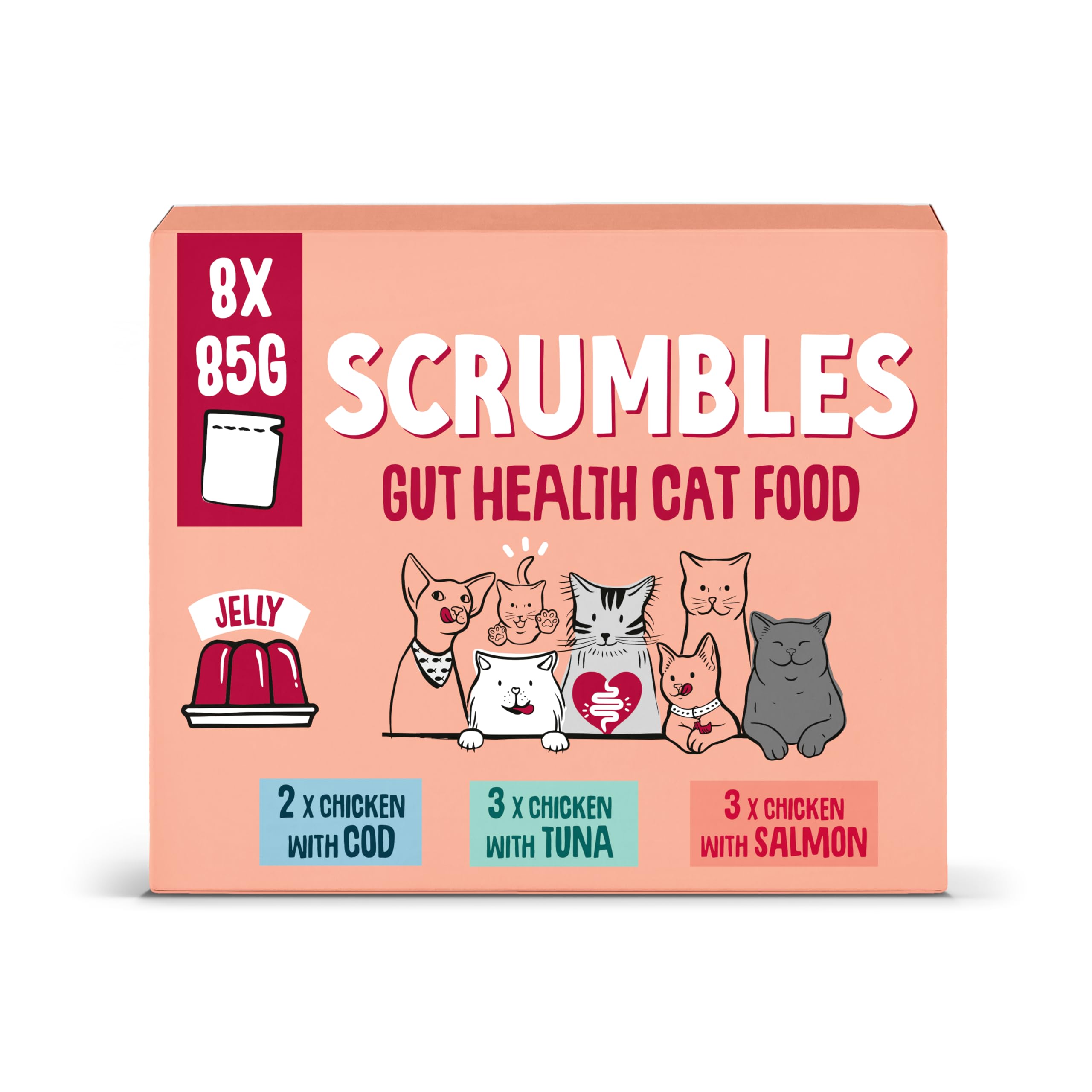 Scrumbles Grain Free Wet Cat Jelly Fish Pouch Selection 8x85g — image 1
