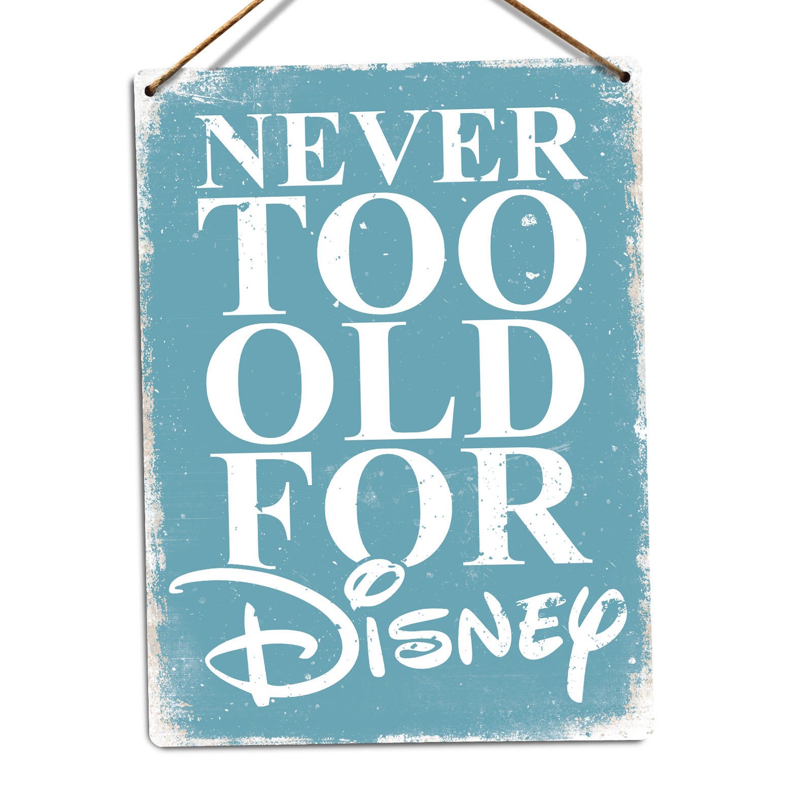 | Wtf | Blue Wtf | Never To Old For Disney - | Twine - Metal Wall Sign Plaque Art Inspirational