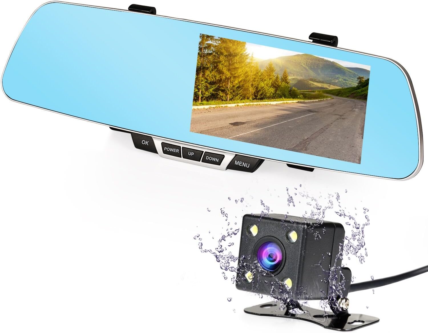 NEXGADGET Dash Cam,5.0" Full HD 1080P 150° Wide Angle Dual Dashboard Camera Car DVR Camcorder Vehicle Rear View Backup Camera with Reverse Parking System (Blue)