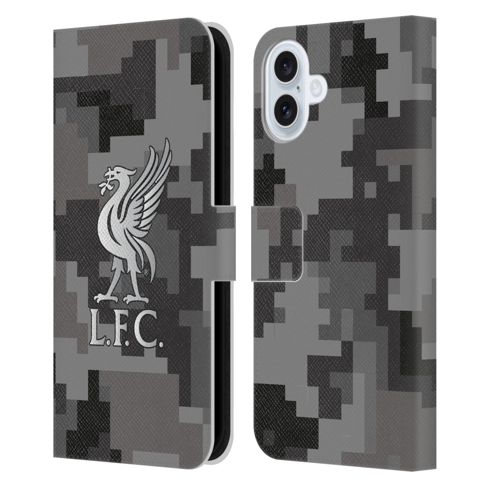 Head Case Designs Officially Licensed Liverpool Football Club Away Colours Digital Camouflage Leather Wallet Case Compatible With Apple iPhone 16 Plus