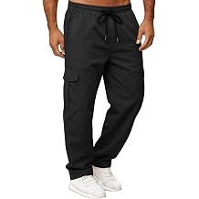 Mens Cargo Pants Relaxed Fit Stretch Sweatpants Drawstring Casual Pants