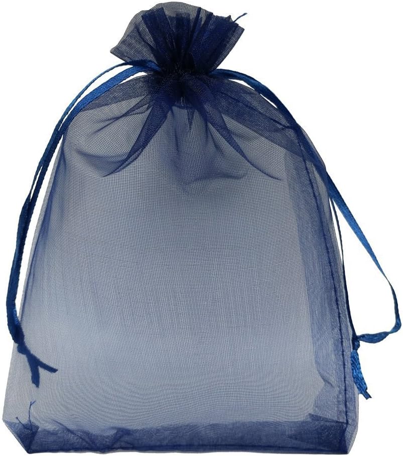 Buу 2 gеt 3 Ankirol 100pcs Sheer Organza Favor Bags 5x7'' for Wedding Bags Samples Display Drawstring Pouches (Navy Blue)
