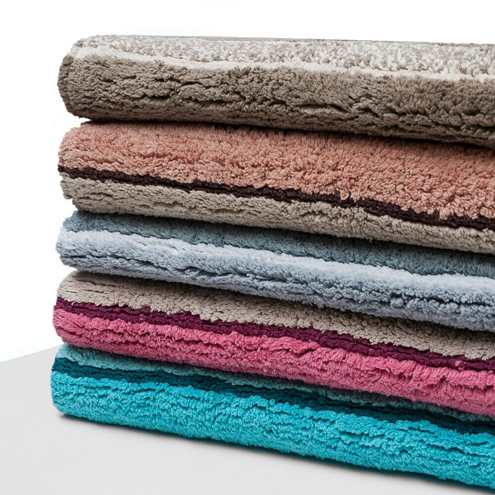 MERIDA Tapis de bain pur coton doux, couleurs vives, lavable, lot de 3 pièces, marron (C)