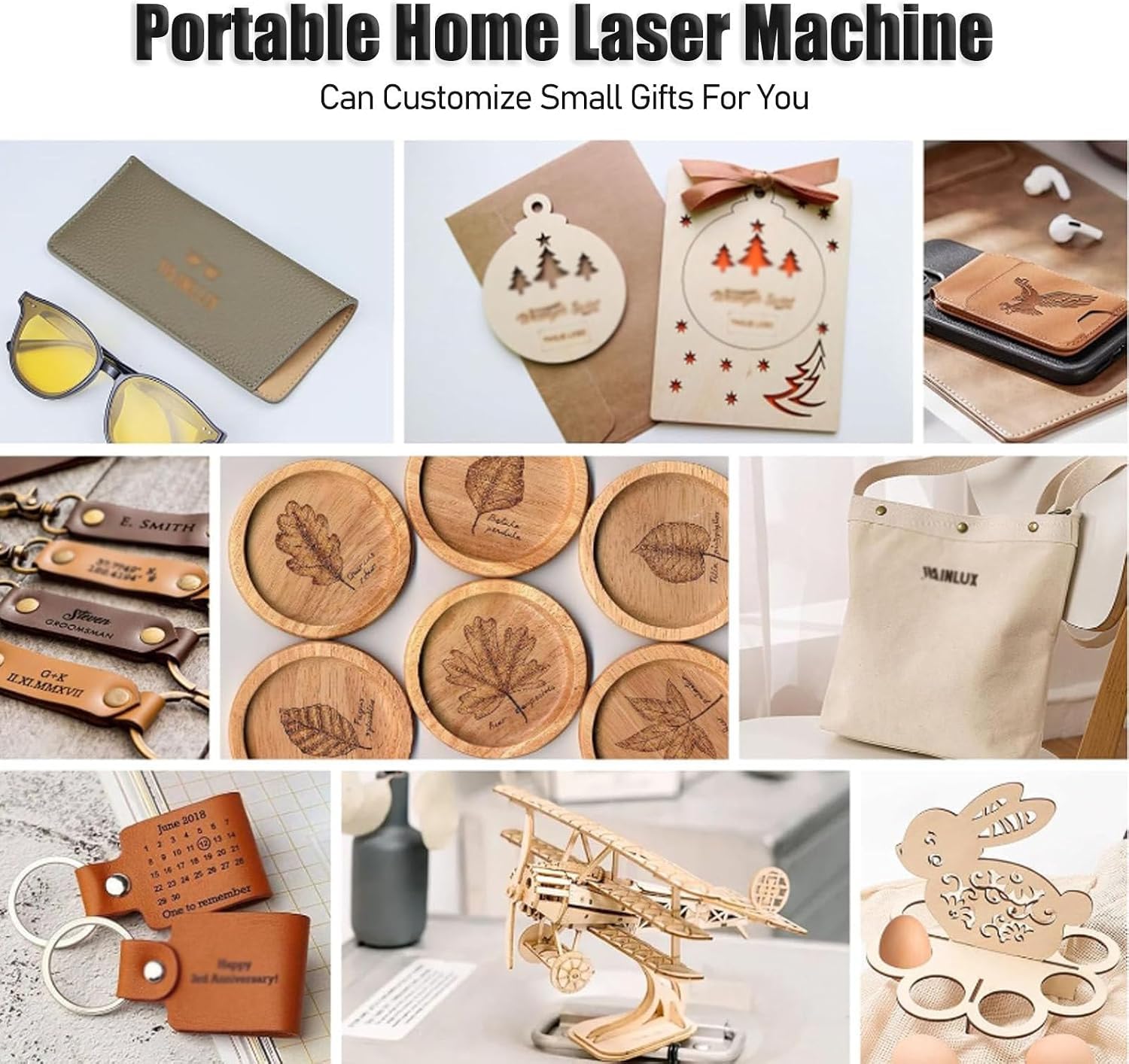 Graveur laser 2 en 1, découpeur portable de bureau, précision de 0,05 mm, zone de gravure de 80 x 80 mm, convient le bois, le plastique et le cuir.