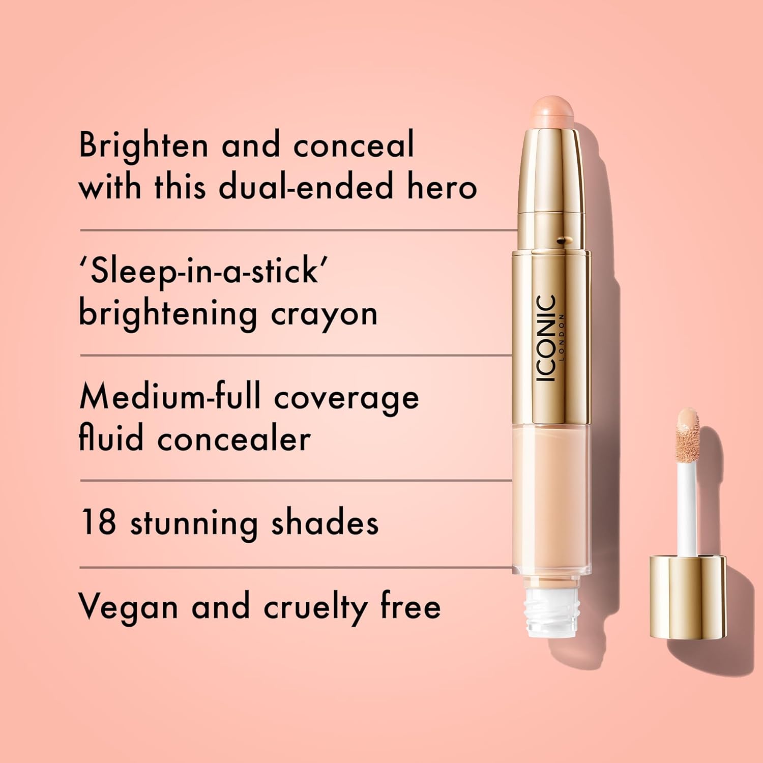 ICONIC LONDON Radiant Concealer & Brightening Duo | Creamy Liquid + Brightening Crayon Dual Ended Concealer, Cruelty Free, Vegan Makeup - Image 2