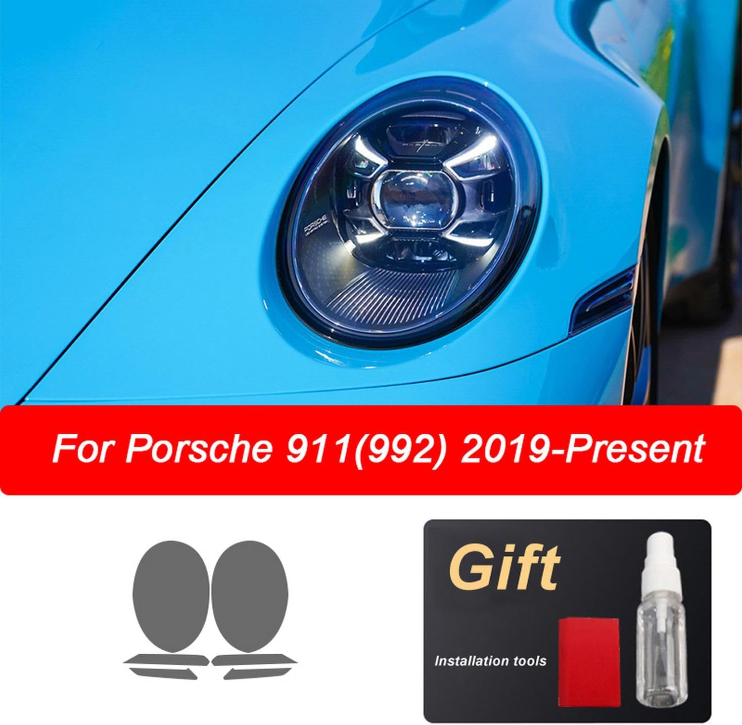 Car Headlight Protective Film Headlamp Restoration Transparent TPU Sticker， for Porsche 911 718 Cayenne Panamera Macan Taycan Accessories