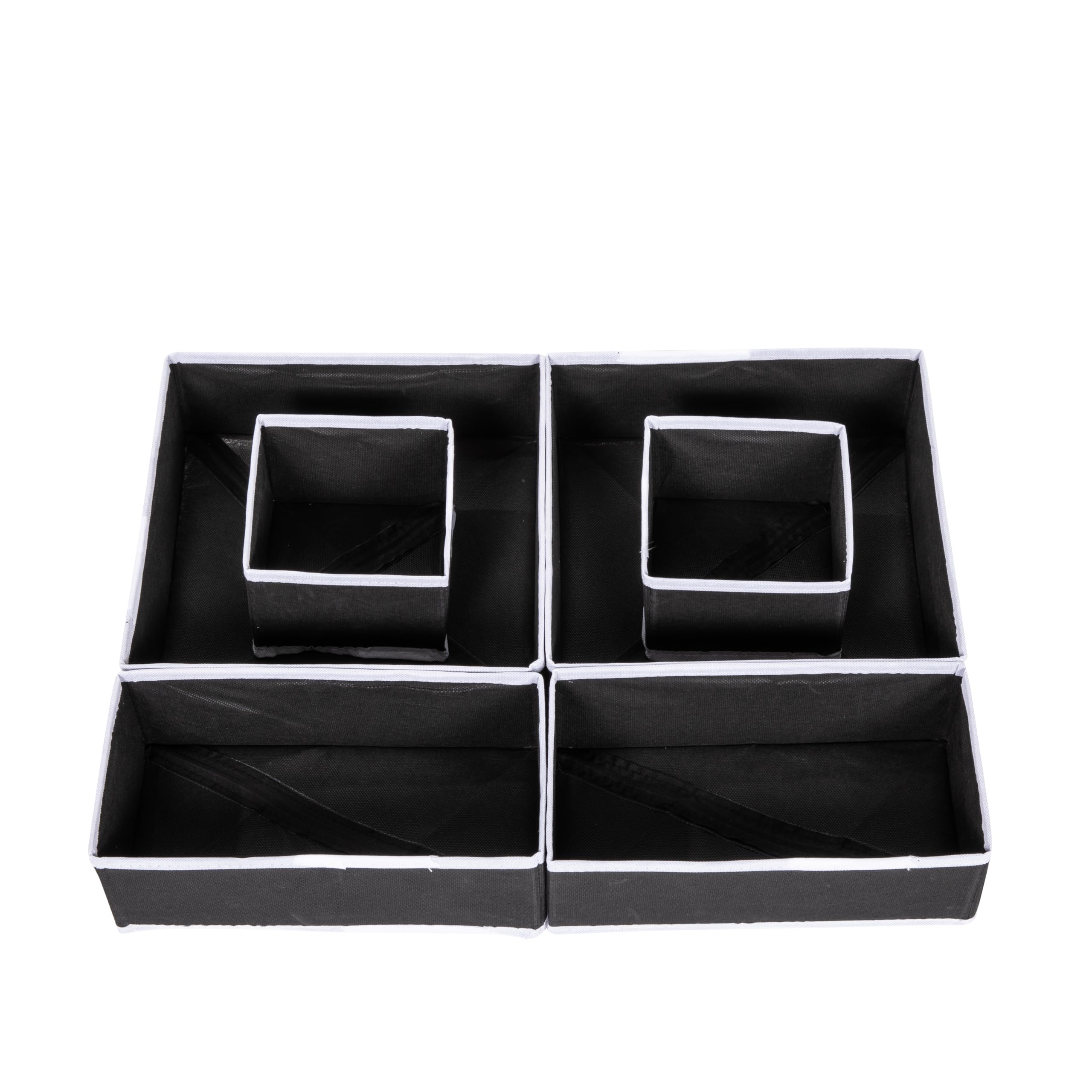 Periea Black Uk Drawer Organiser Divider Foldable Bedroom Dresser Drawer Storage Boxes – 6 Pack (Black)