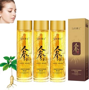 Ginseng Gold Polypeptide Anti-Aging Essence, Ginseng Anti-Wrinkle Serum, Ginseng Extract Anti-Wrinkle Essence, Firming Saggy Skin, Ginseng Face Toner Anti-Wrinkle Essence Pack of 3