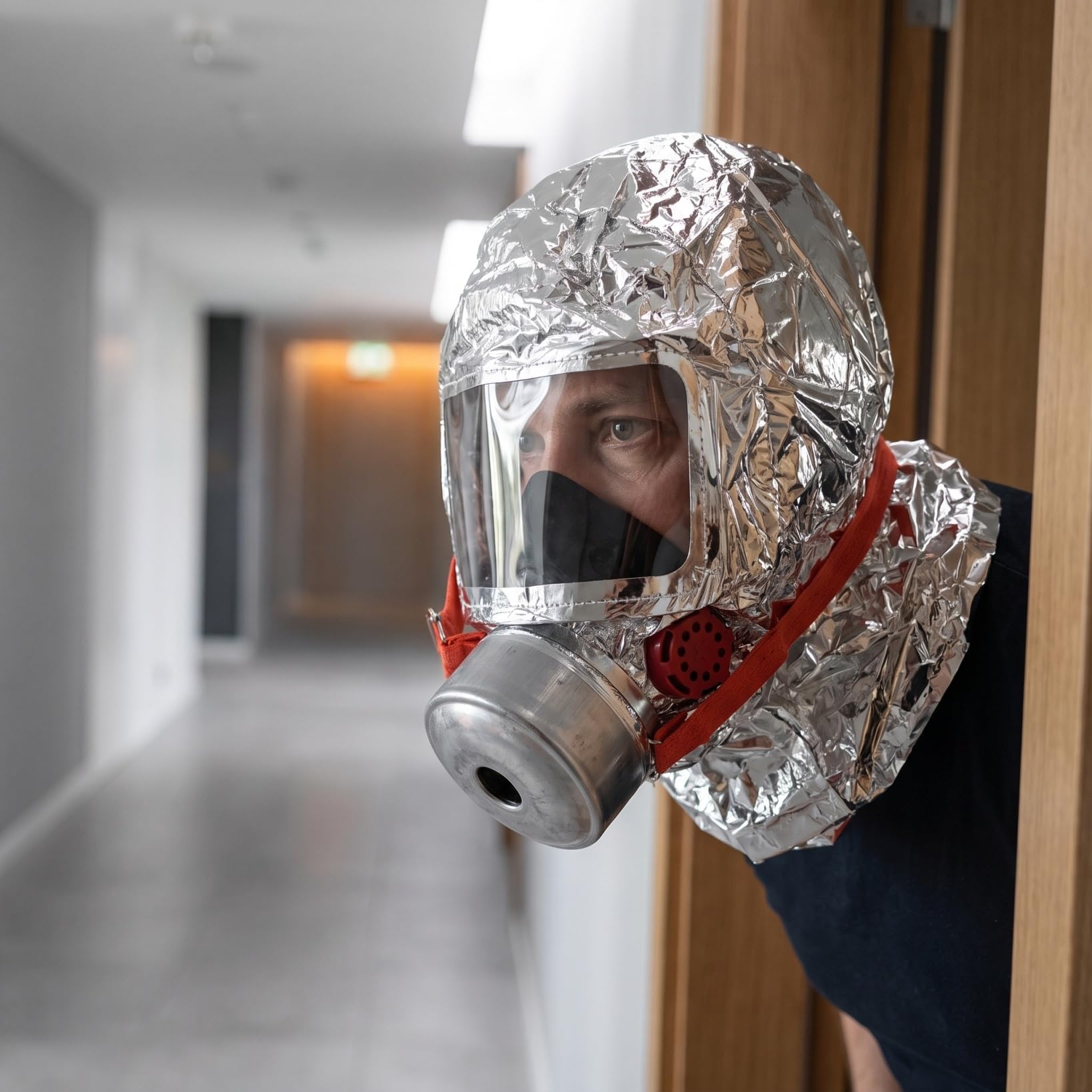 Lurrose Notfall-Feuerfluchtmaske, Rauchschutzhaube mit Hochleistungsfilter, hitzebeständige Kopfbedeckung für die Brandschutz-Evakuierung in Haus, Hotel und Büro