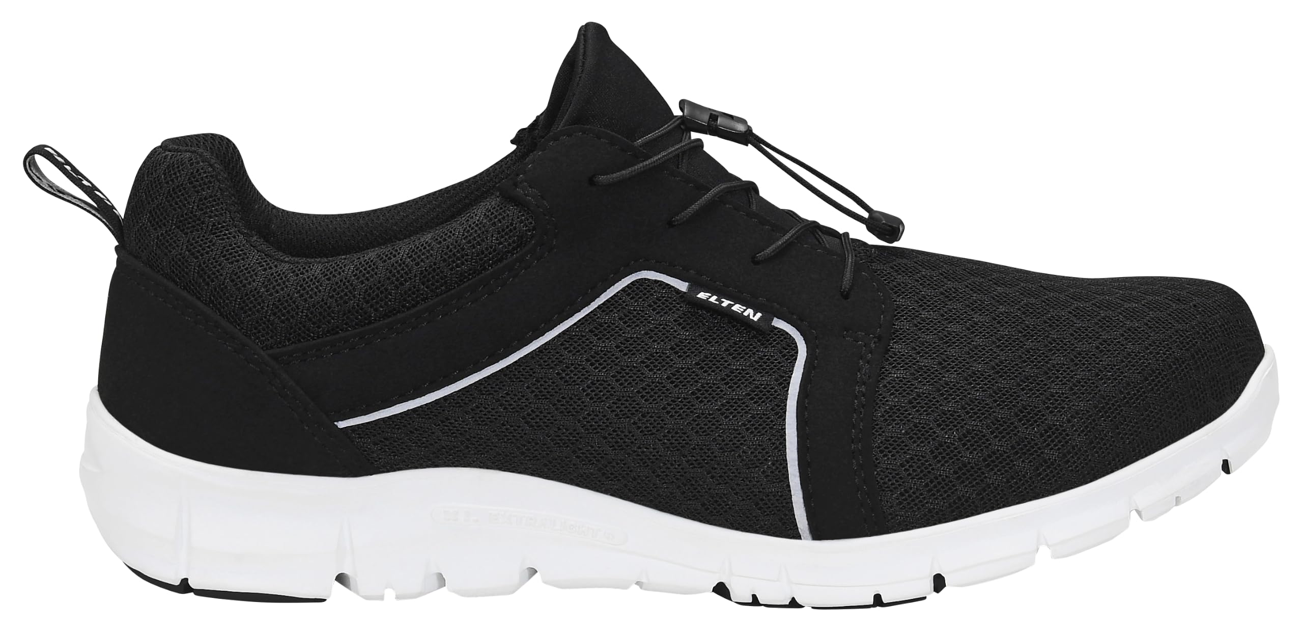 ELTEN Buty robocze MAIDU Black Low O1, damskie i męskie, tekstylne, lekkie, sportowe, czarne/białe, czarny, 46 EU