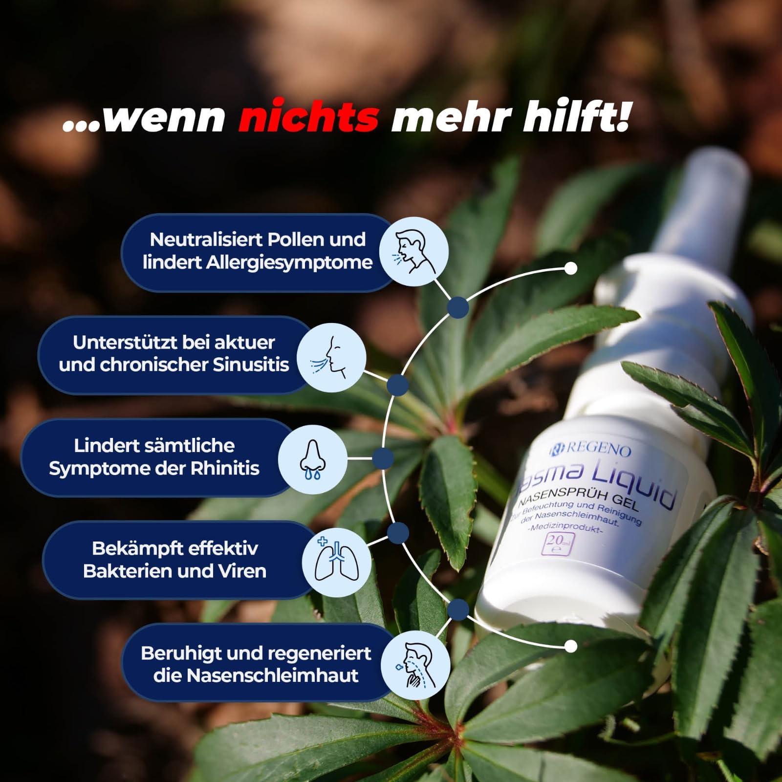 Plasma Liquid Nasensprühgel 2x 20 ml + Lippenpflegestift - der Schutz gegen Viren - mit in Studien nachgewiesener Schutzwirkung - hilfreich bei Sinusitis, Pollenallergie + Infekten