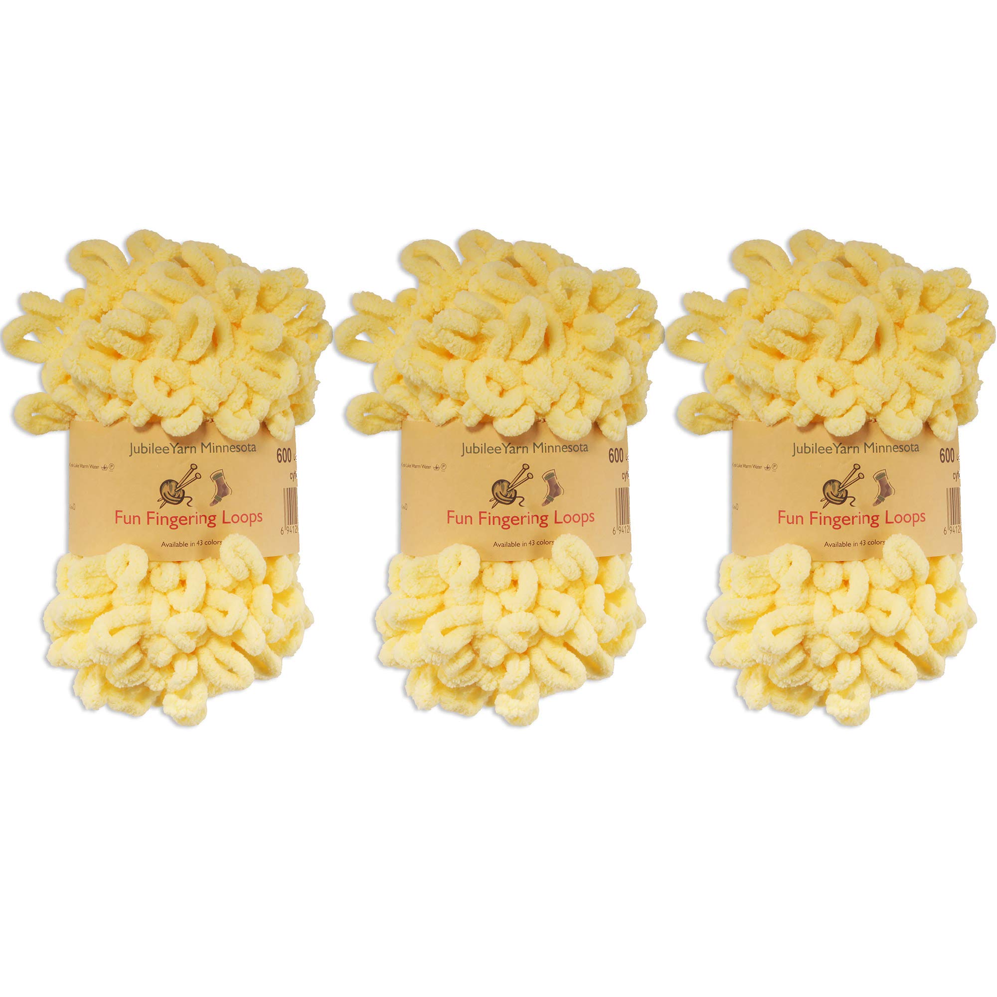 BambooMNJubileeYarn Fun Finger Loops Yarn - Polyester Jumbo Loop Yarn - 100g/Skein - Light Buttercream - 3 Skeins