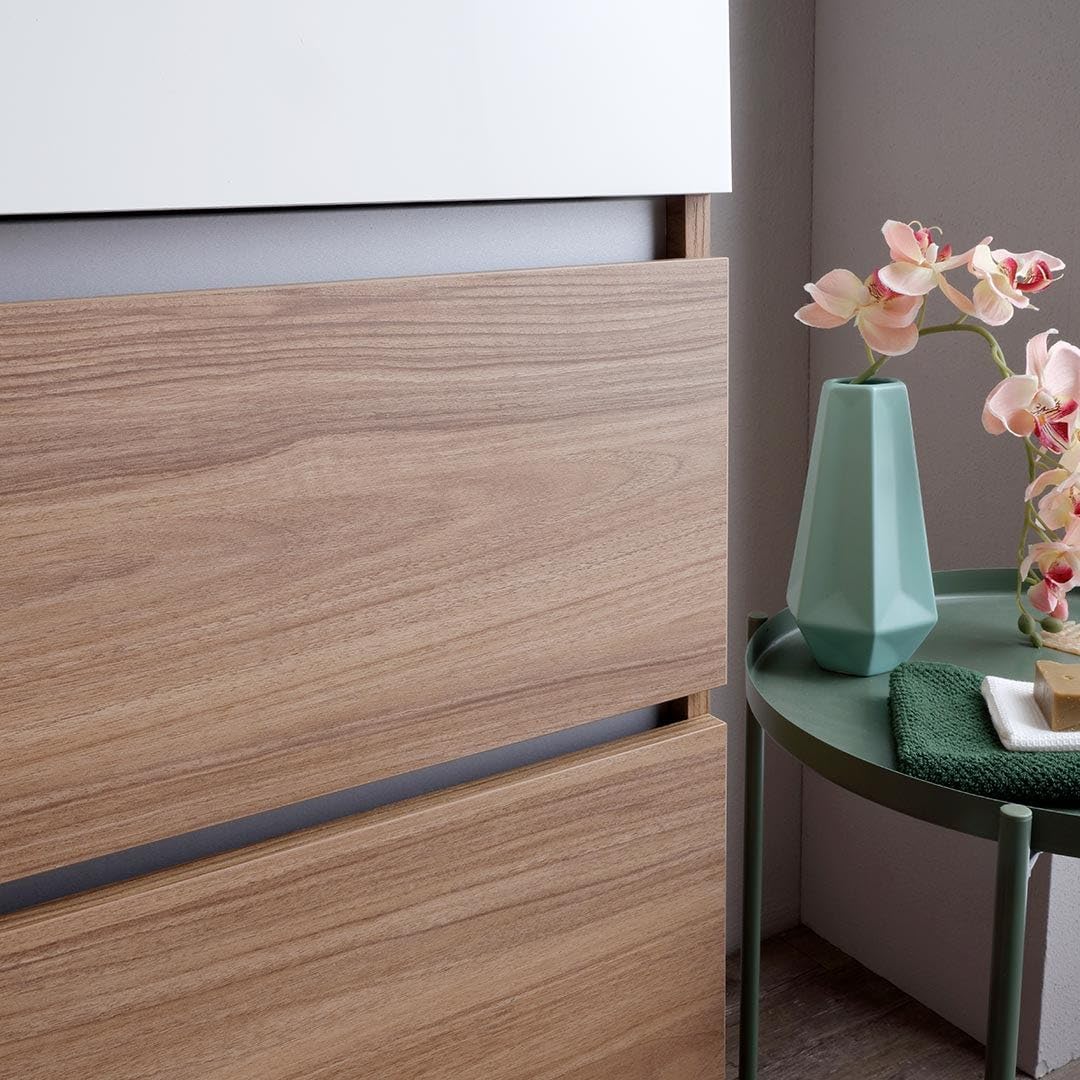 Kiamami Valentina - Mobile bagno sospeso 120cm cassetti e lavabo 1 vasca senza specchio | Valentina