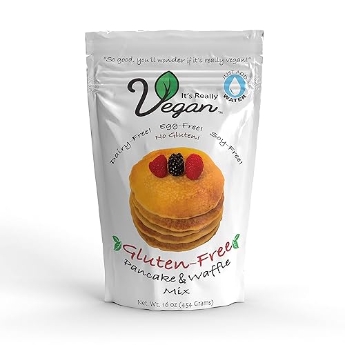 It's Really Vegan Mezcla de panqueques y gofres sin gluten  Sin lácteos, sin huevo y sin soja, mezcla de gofres para panqueques  Tamaño de porción