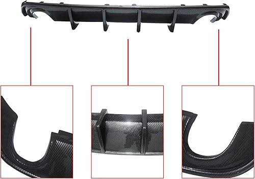 Miniatura 5 de NINTE Difusor trasero para Dodge Charger RT 2015-2018 | Cargador SXT y SE 2015-2023 Estilo de fibra de carbono Shark Fin Balón de parachoques