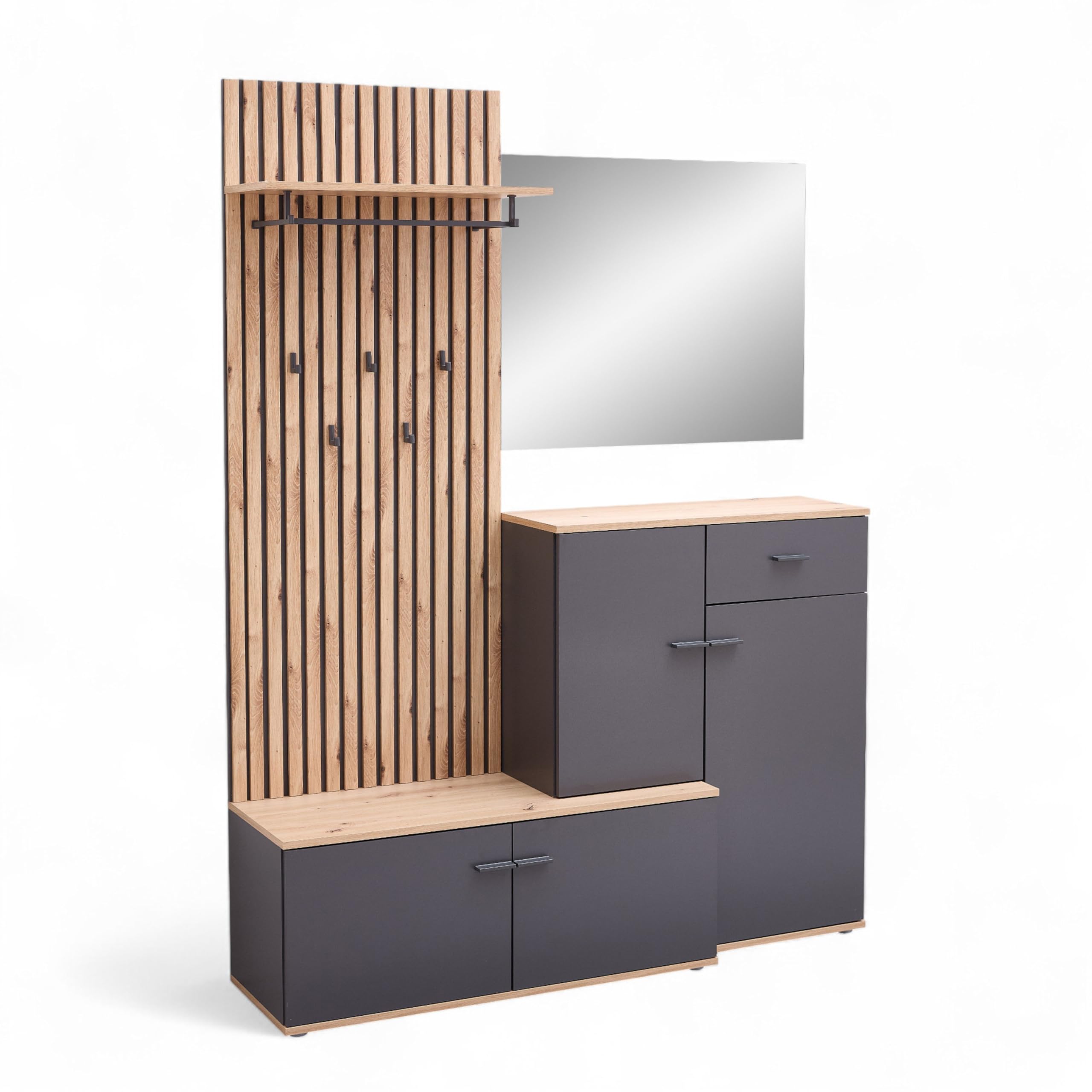 Bega Consult Garderoben-Set 4-teilig FYNN Anthrazit matt, Artisan Eiche Dekor