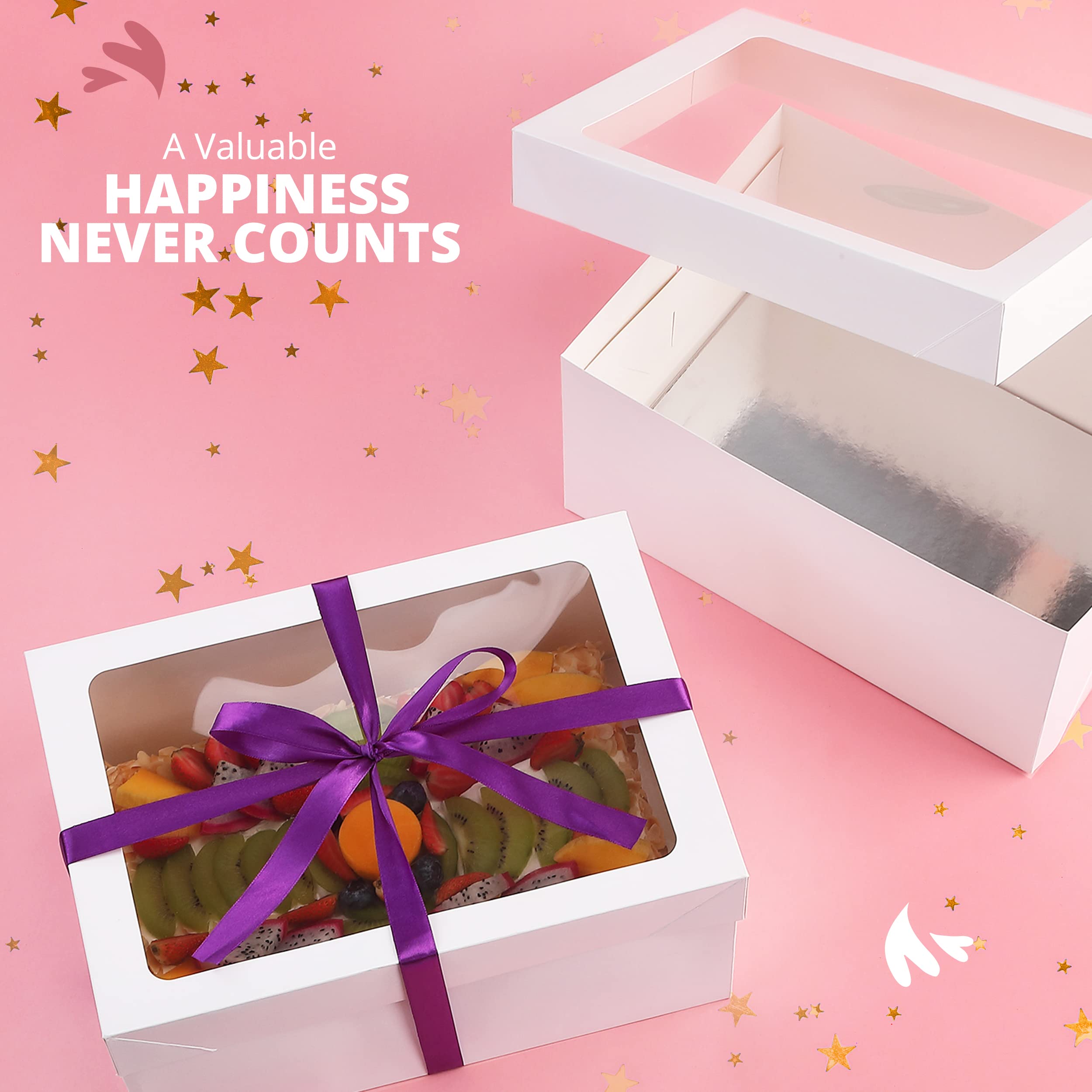 Oxrific 13 Inch Cake Box with Window White Paper Bakery Cake Board and