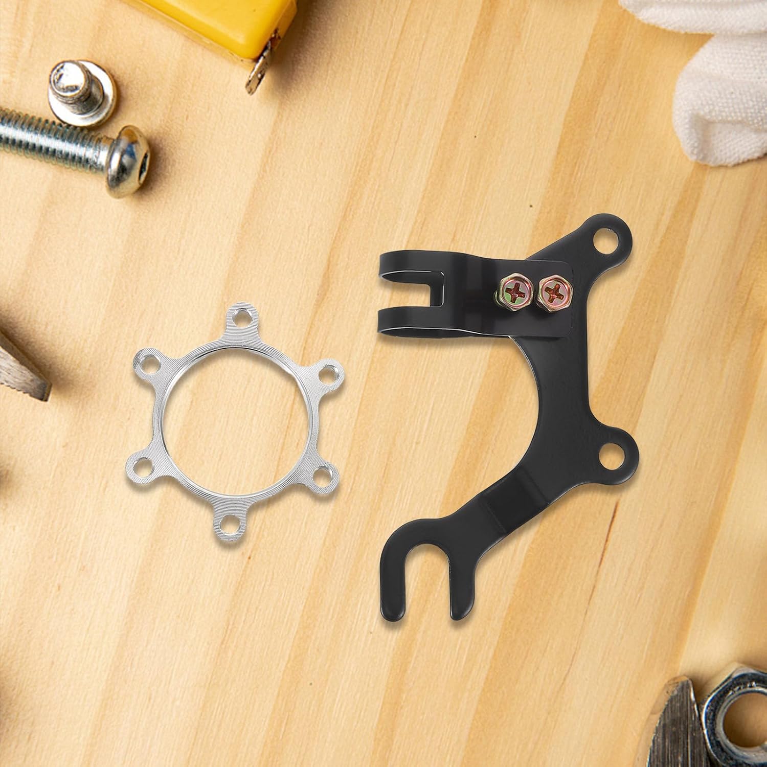 Bike Disc Brake Mount Adapter for Road Bike Aluminum Alloy Bracket with Weather-Resistant Design and Lasting Performance for Terrains Rides in Rain or Sun