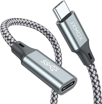 JXMOX USB C Extension Cable 3.3Ft/1m/10Gbps, USB 3.2 Type C 3.1 Male to Female Extension 100W/5A Charging & Sync for USBC Hub/PSVR2/iPhone 15 16 17 pro max/MacBook Air M2 Pro/iPad/Mag Safe Charger